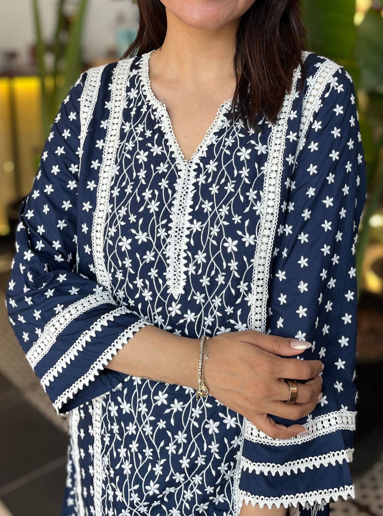 Moira Supima Cotton Navy Kurta Set