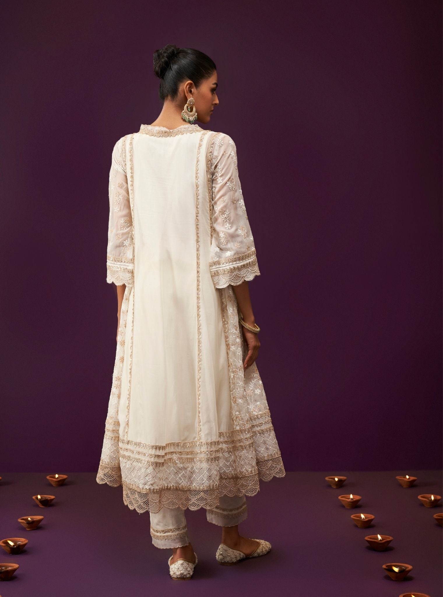 Sirikit Organza Off White Anarkali Kurta Set