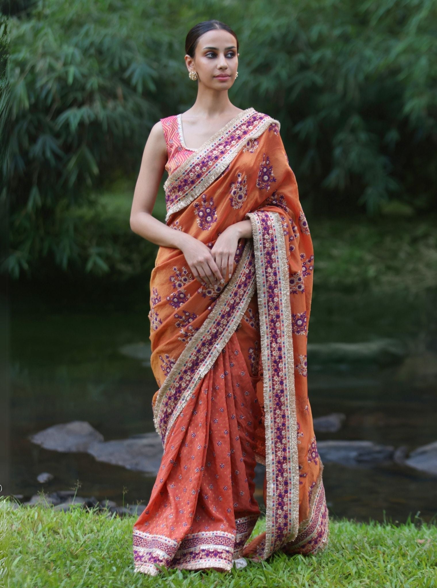 Mohra Lurex Organza + Banarsi Orange Saree