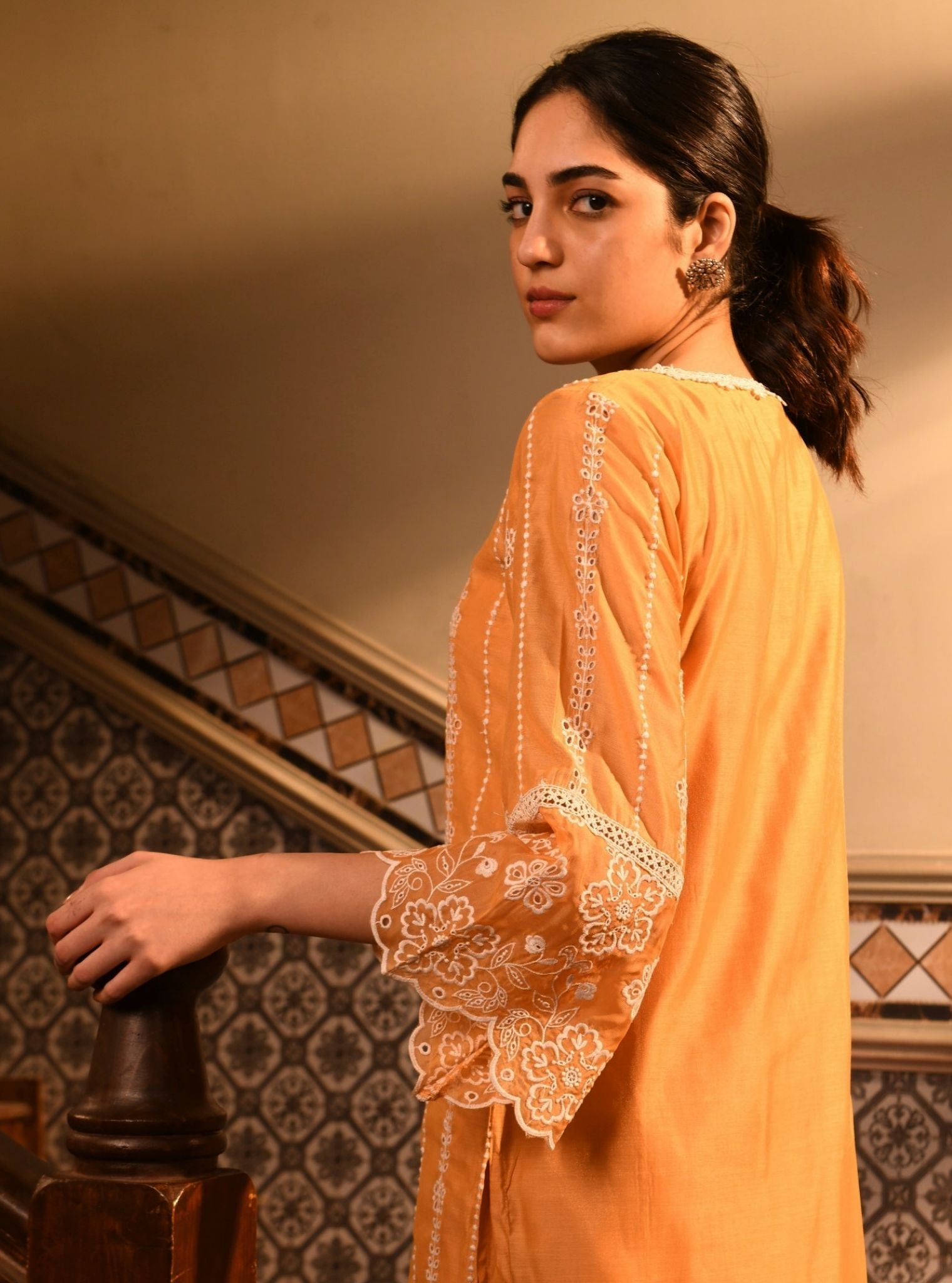Reef Chanderi black Kurta Set