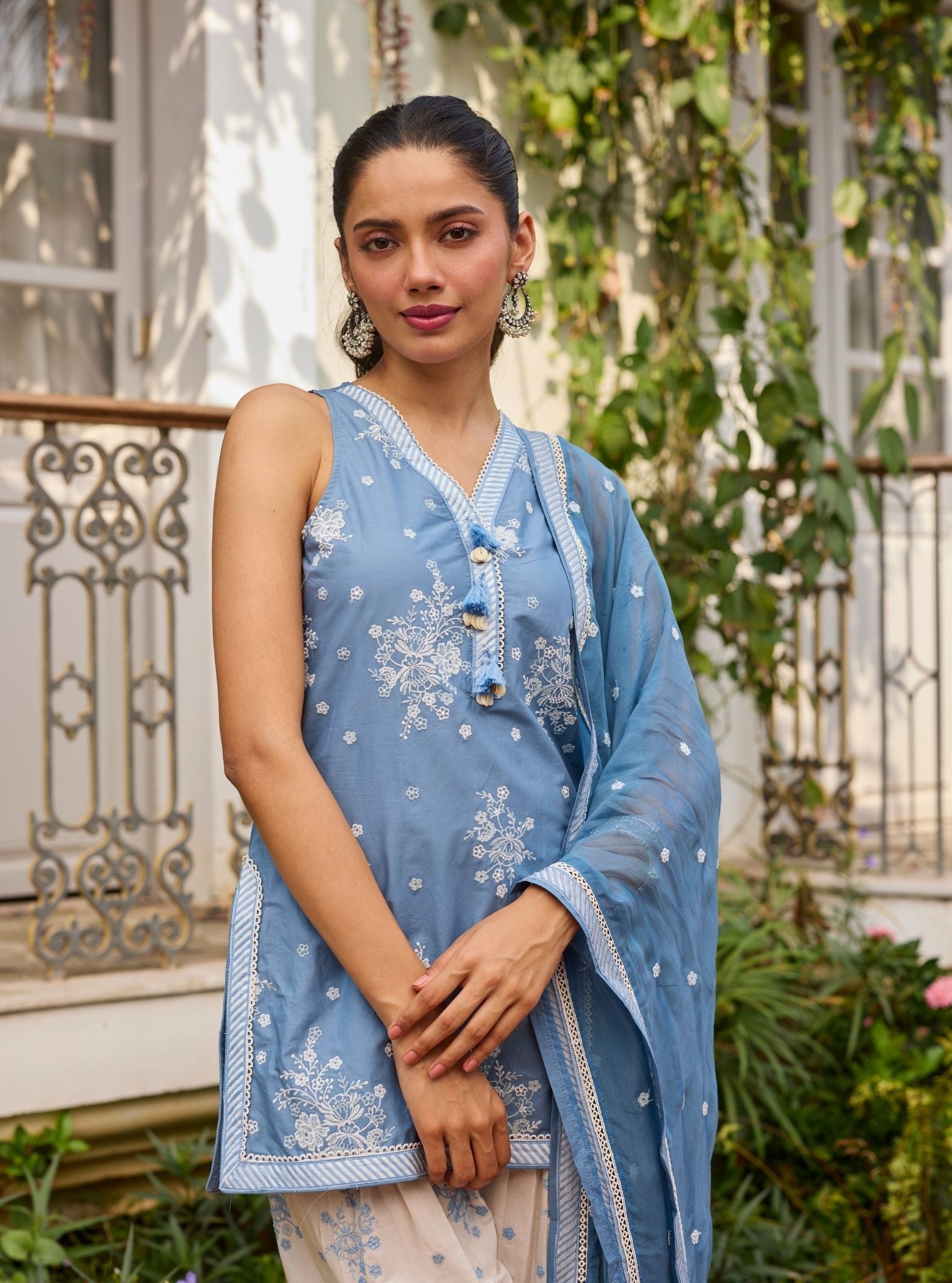 Liva Supima Cotton Steel Blue Kurta With Farshi Salwar