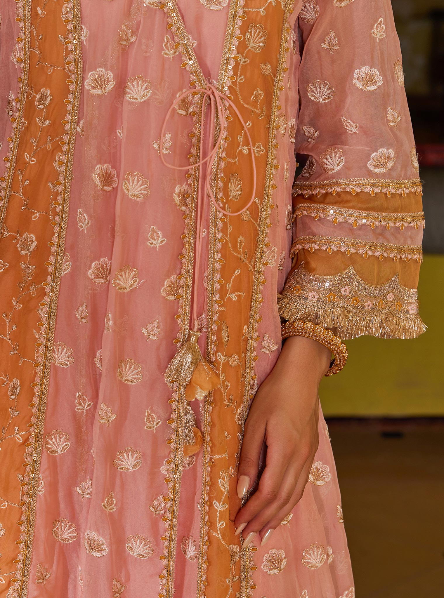 Panya Organza Pink Anarkali Kurta Set