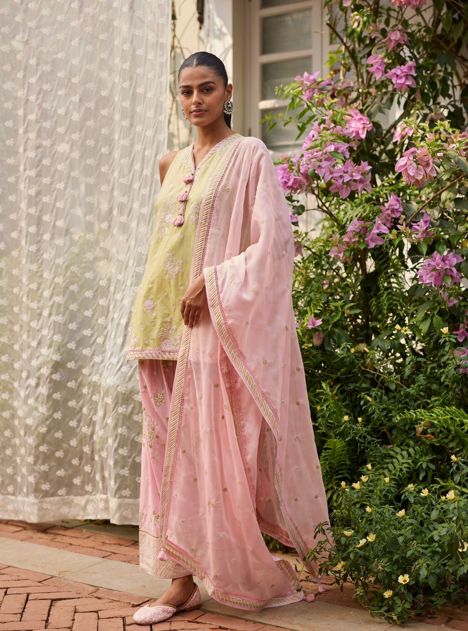Liva Supima Cotton Lime Kurta With Farshi Salwar