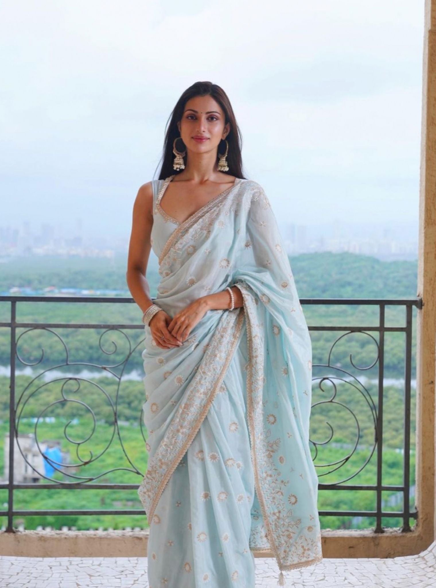 Dara Silk Light Blue Saree
