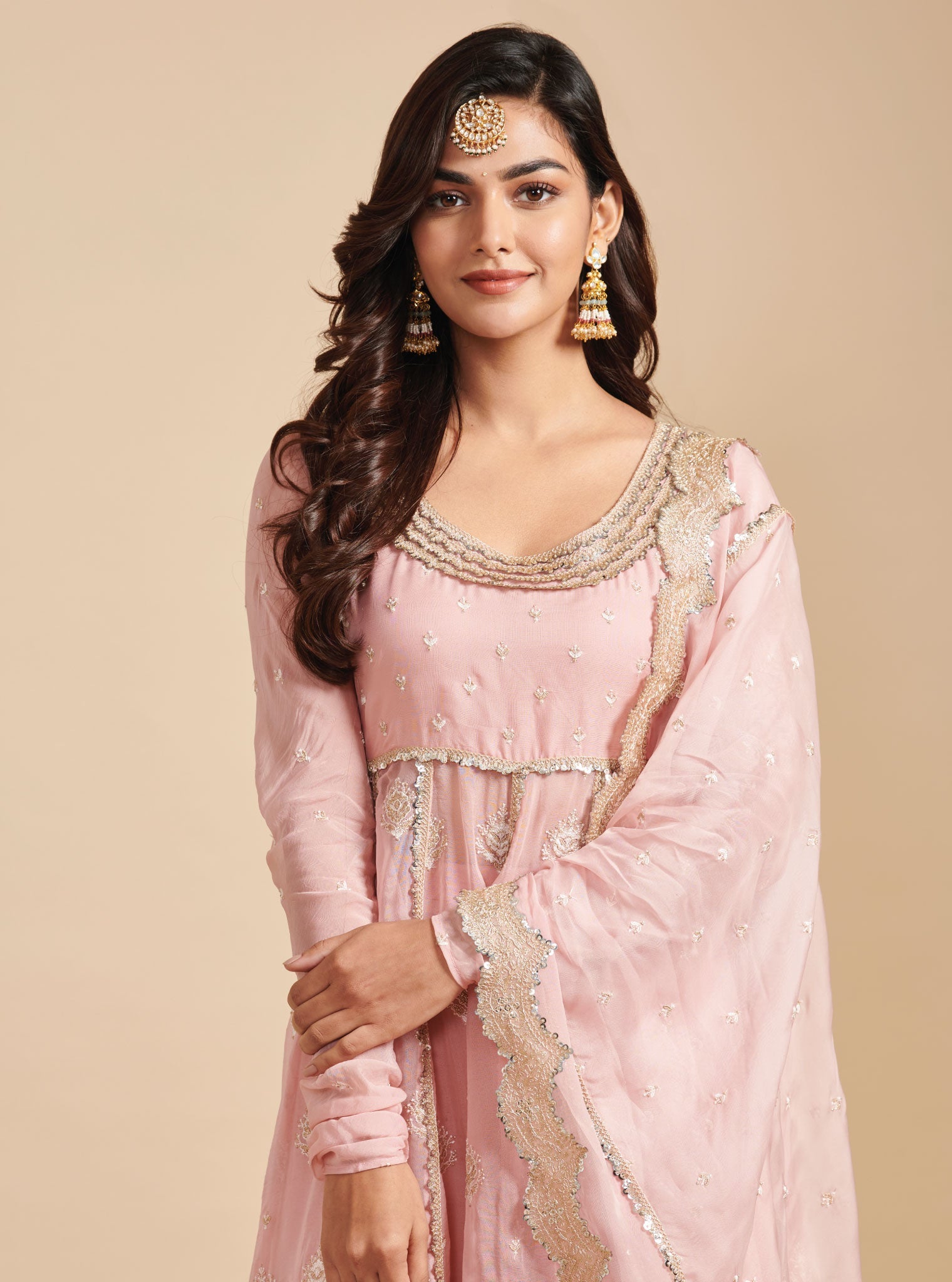 Gulabo Organza Pink Anarkali Kurta Set