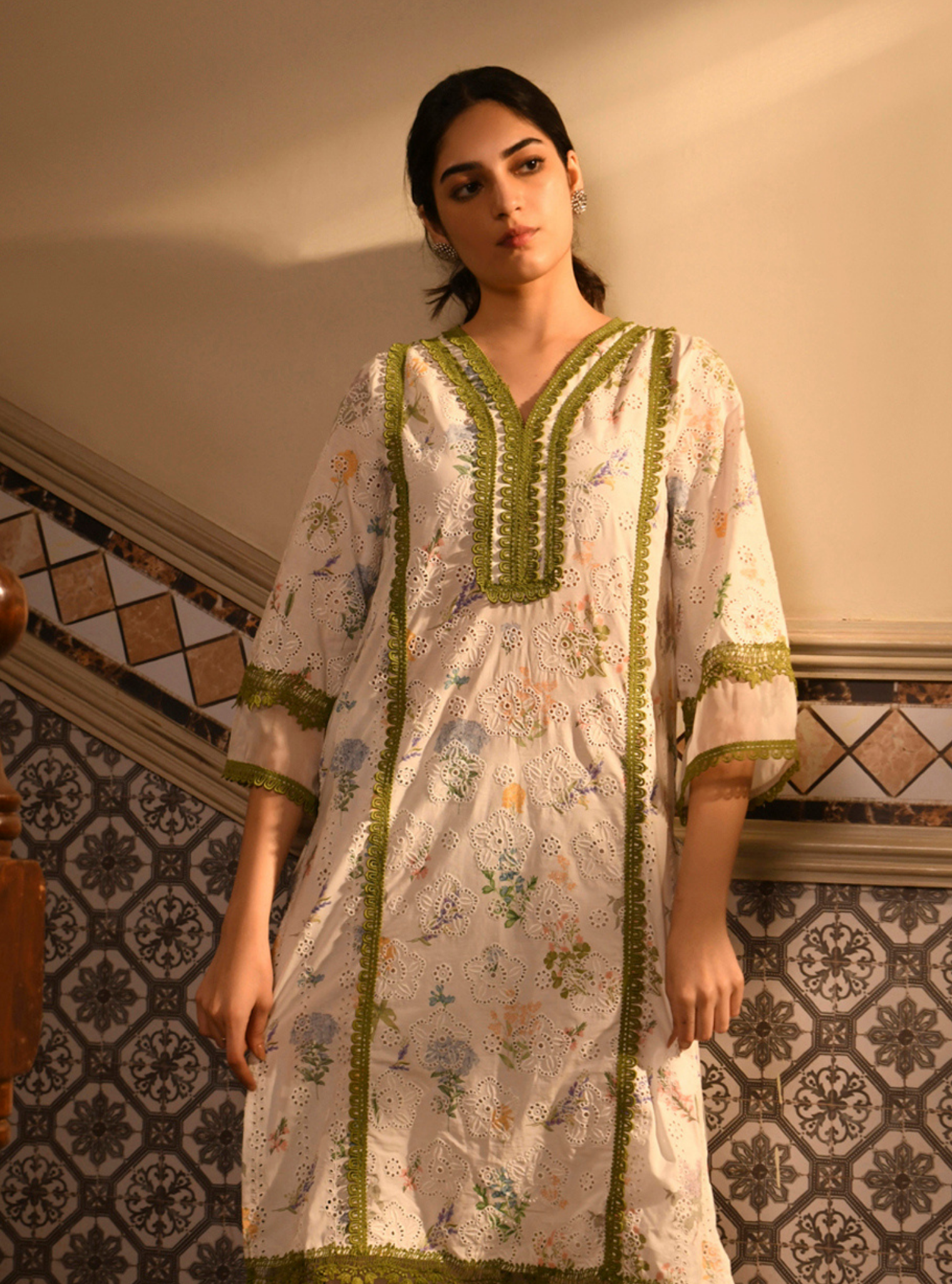Binita Supima Cotton Printed White Kurta Set