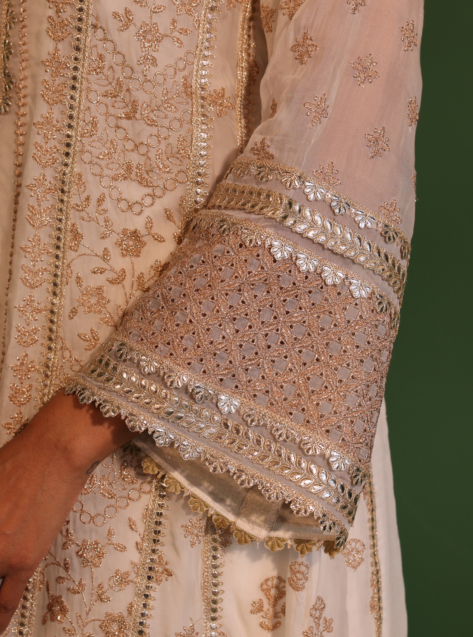 Katha Organza Off White Anarkali Kurta Set