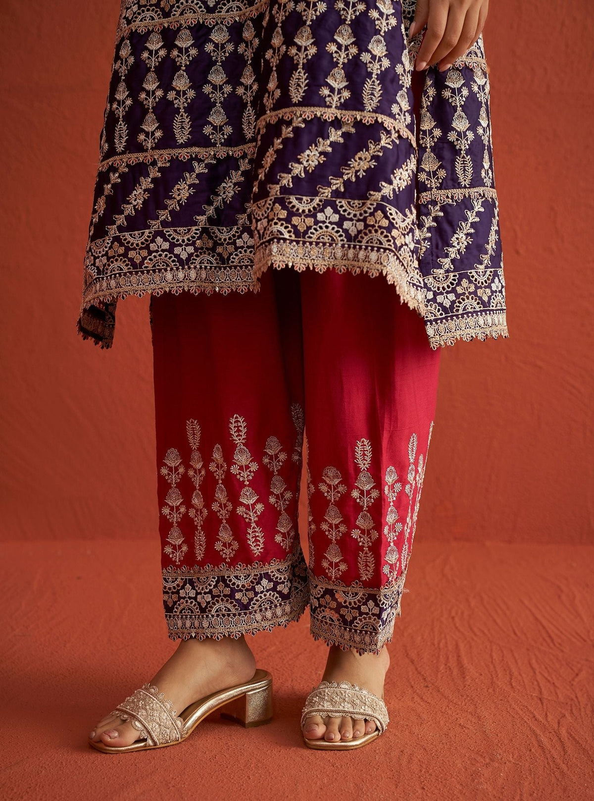 Ambar Organza Satin Purple Kurta Set