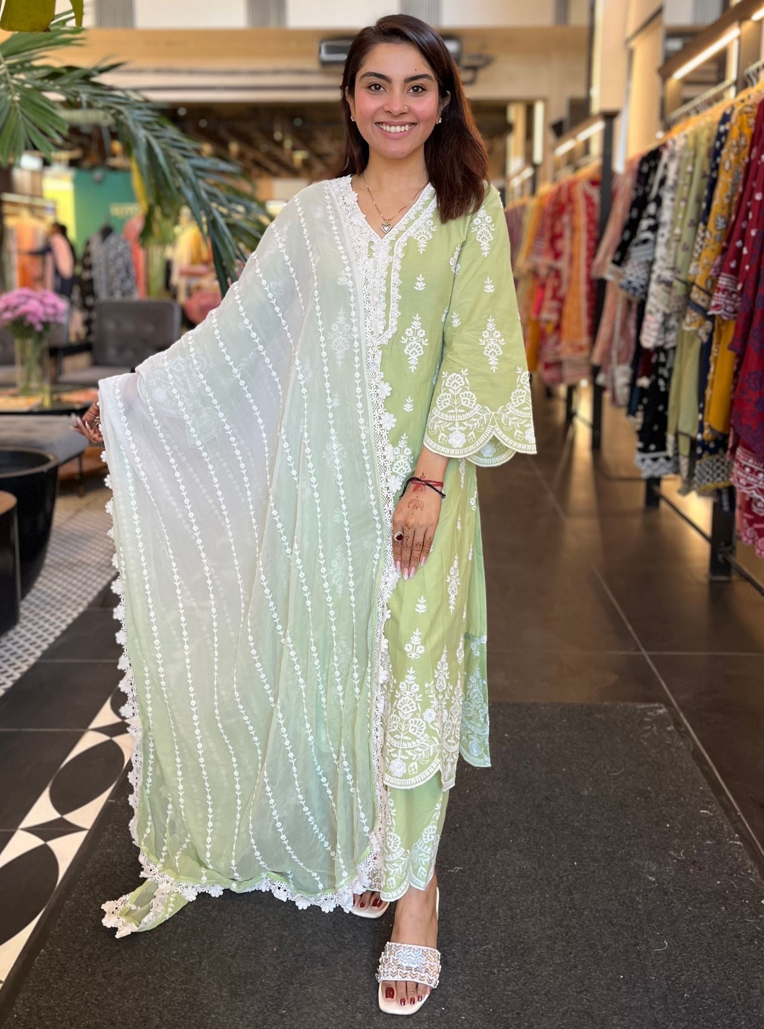 Isana Supima Cotton Green Kurta Set