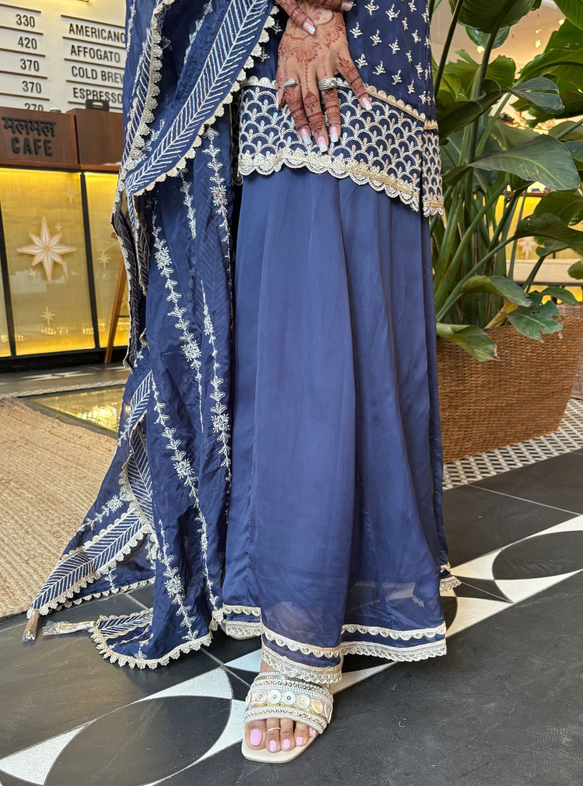 Sangli Supima Cotton Navy Kurta Set