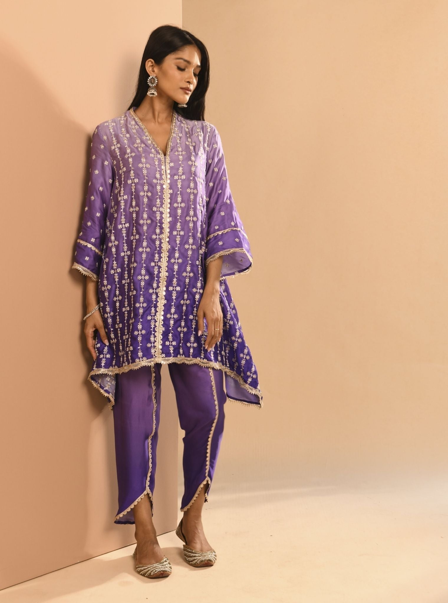 Inara Cupro Silk Purple Kurta Set