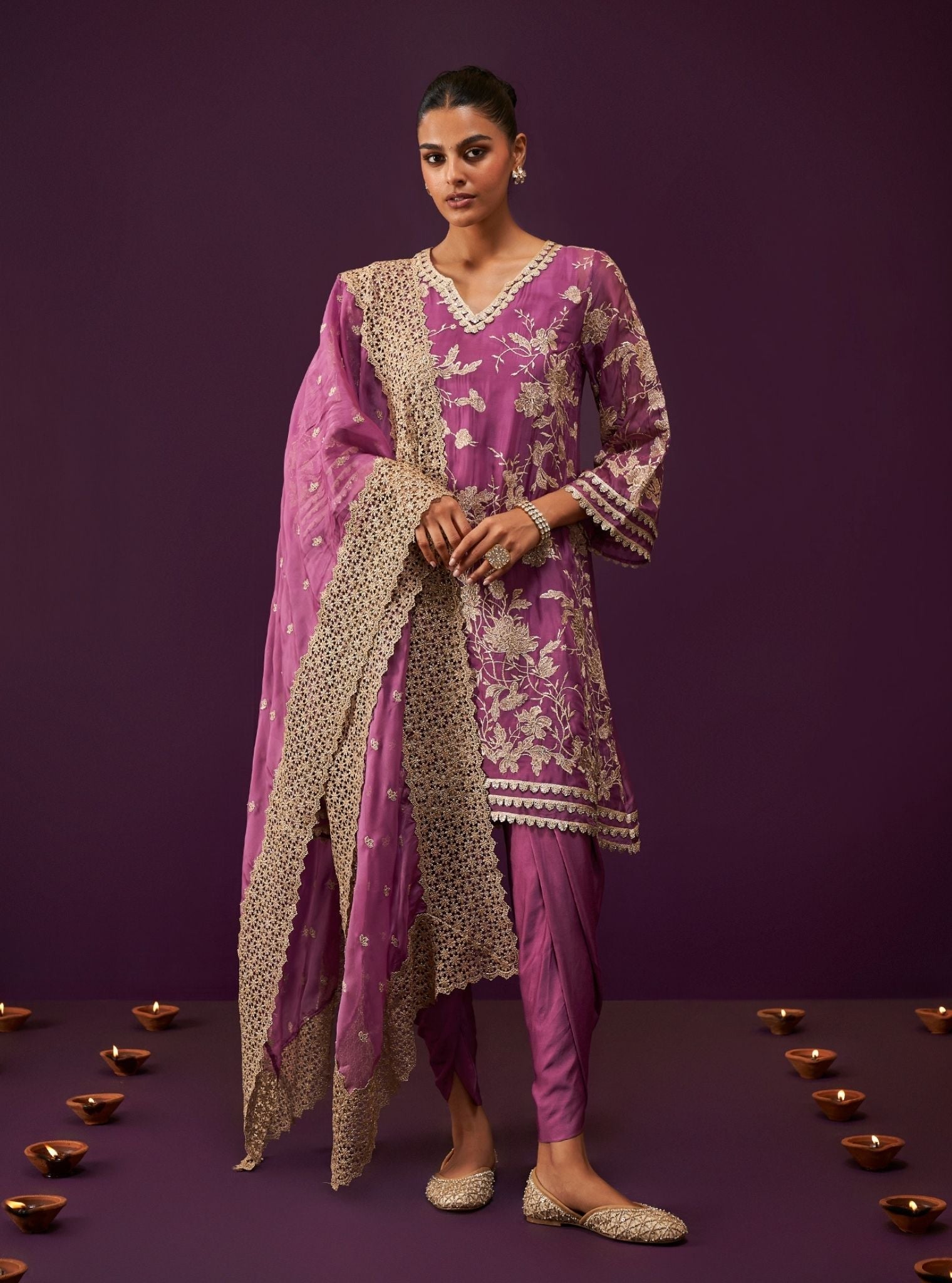 Sunee Organza Grape Kurta Set