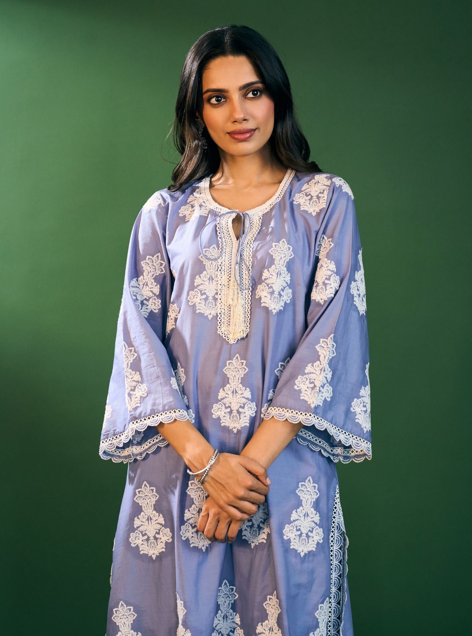 Rimi Supima Cotton Steel Blue Kurta Set