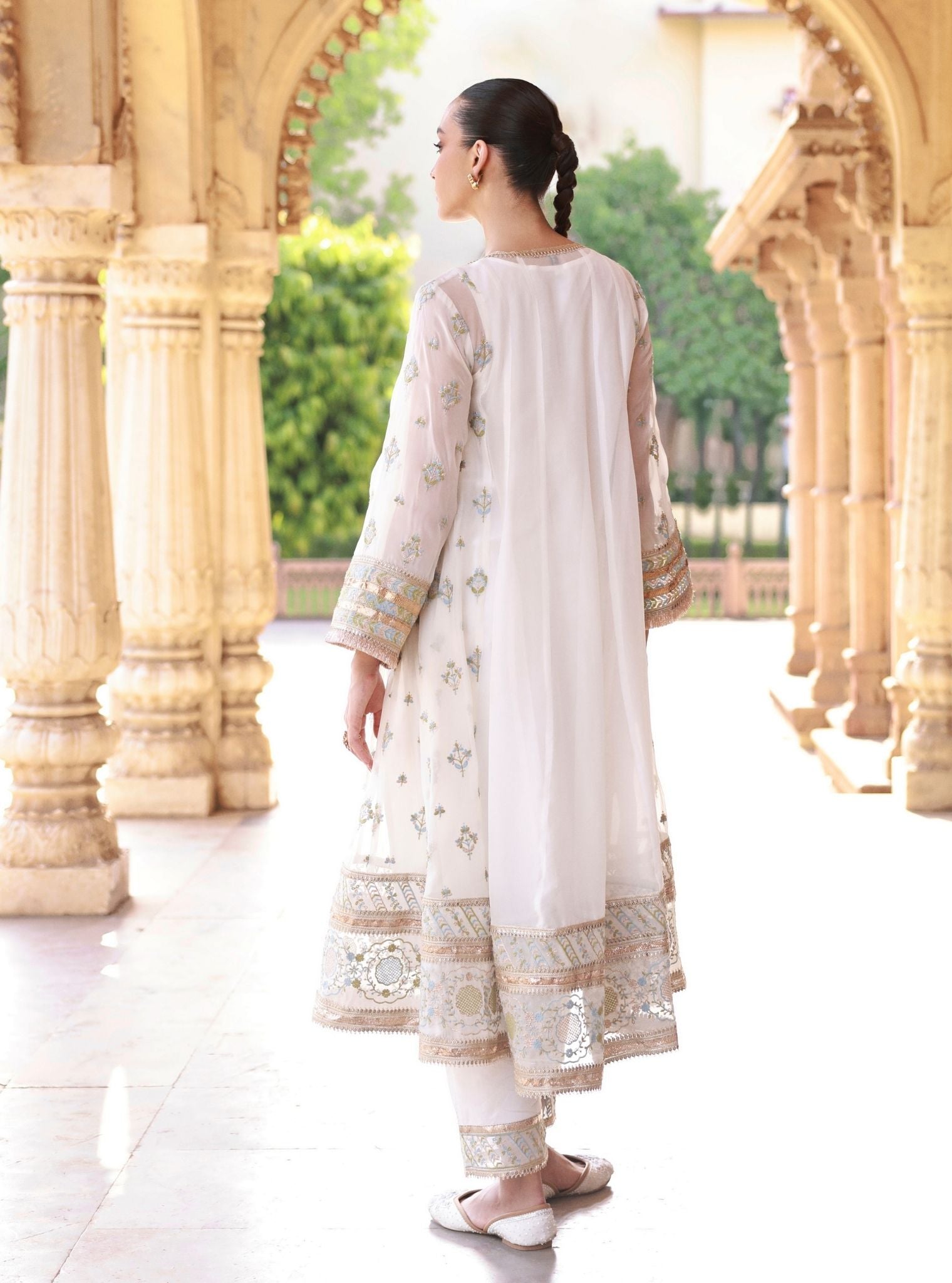 Janaya Organza Off White Anarkali Set