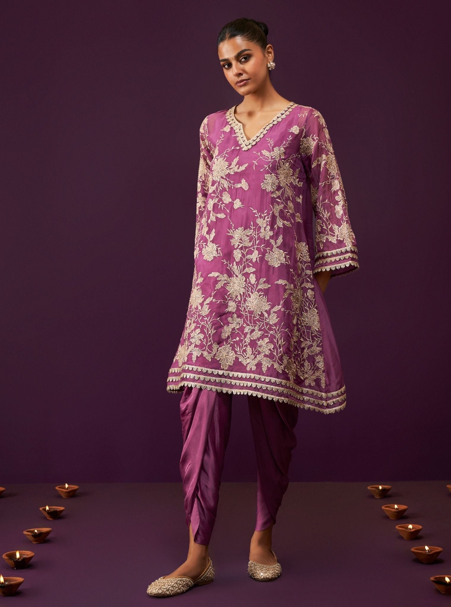 Sunee Organza Grape Kurta Set