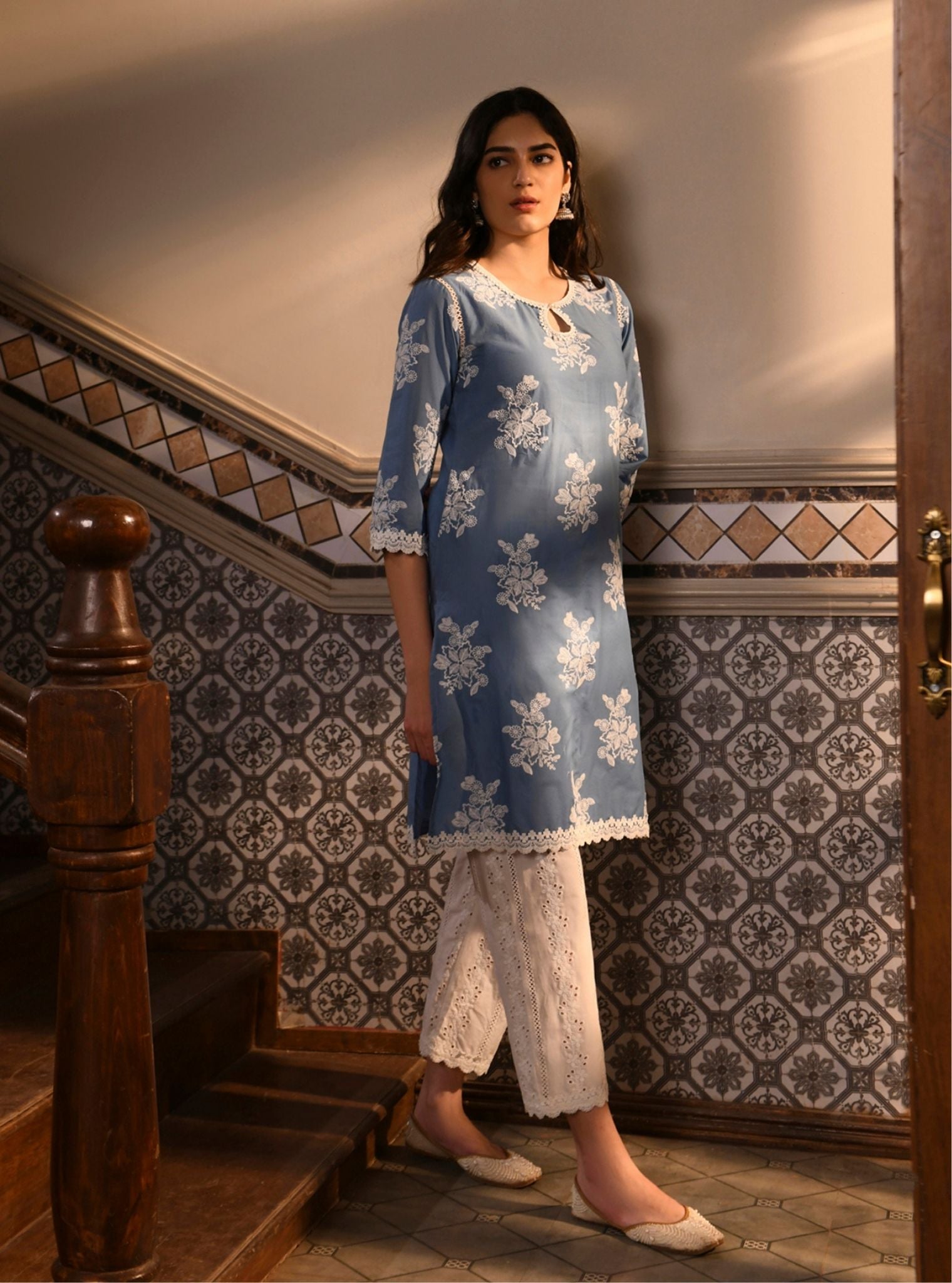 Ayda Supima Cotton Denim Kurta Set
