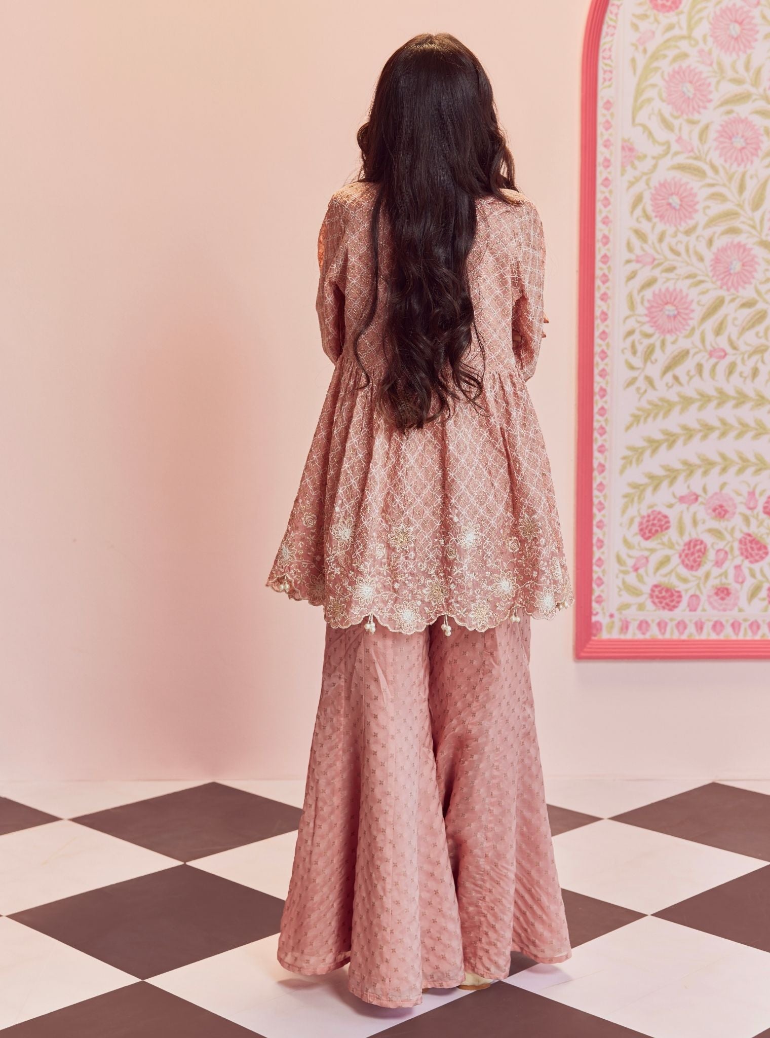 Ghunghroo Banarsi Pink Top Set
