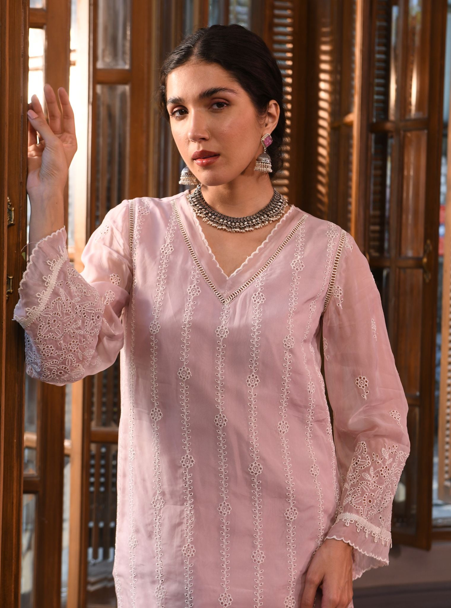 Parisa Organza Dusty Pink Kurta Set