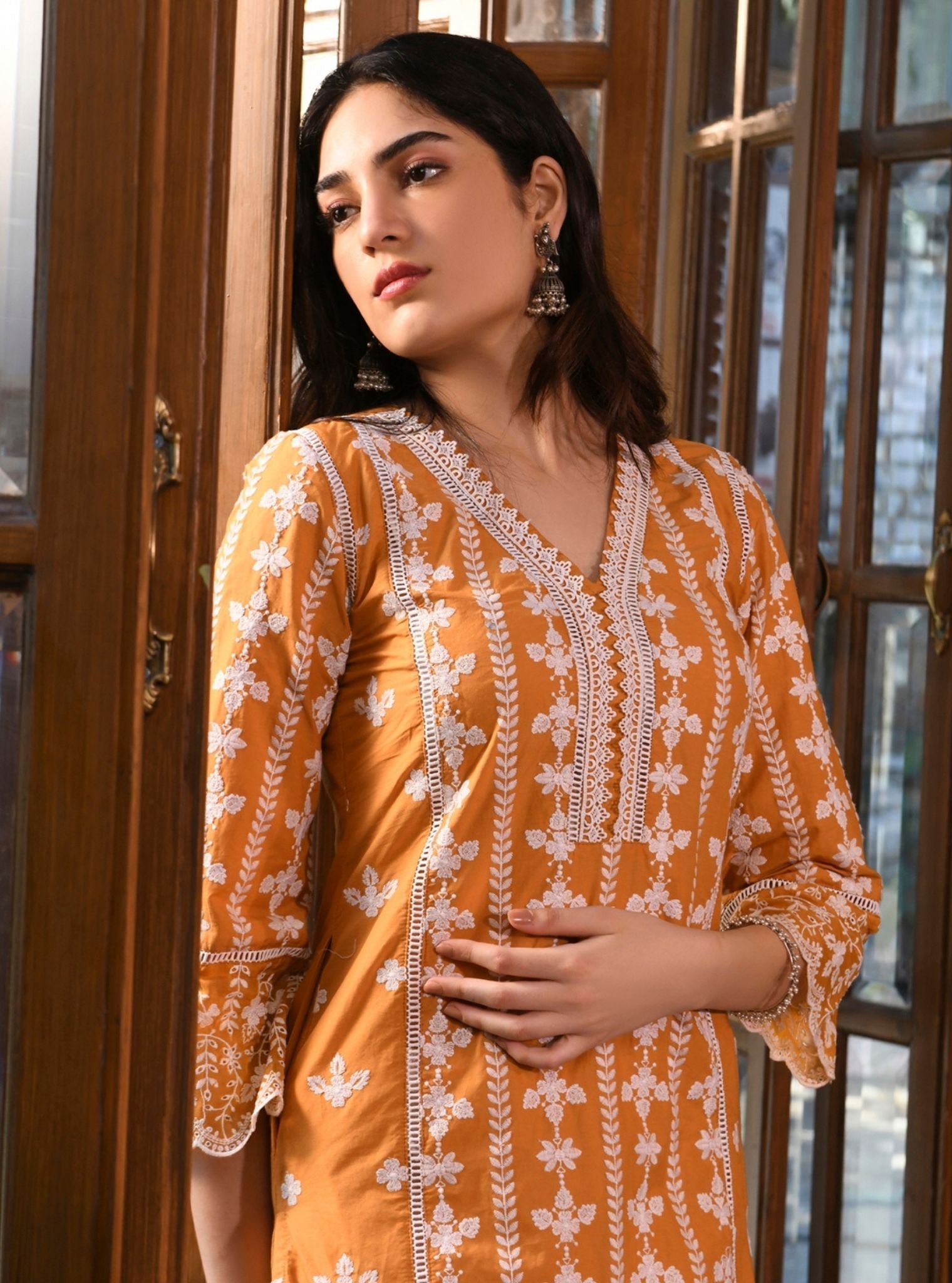Arpina Supima Cotton Orange Kurta Set