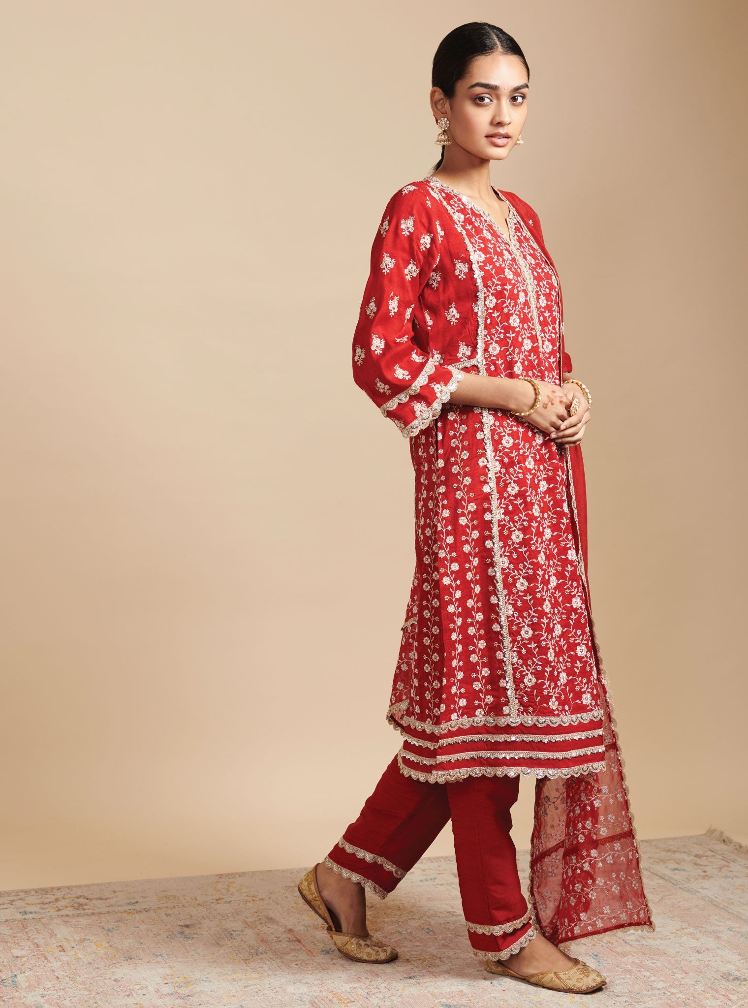 Kaashni Silk Red Kurta Set