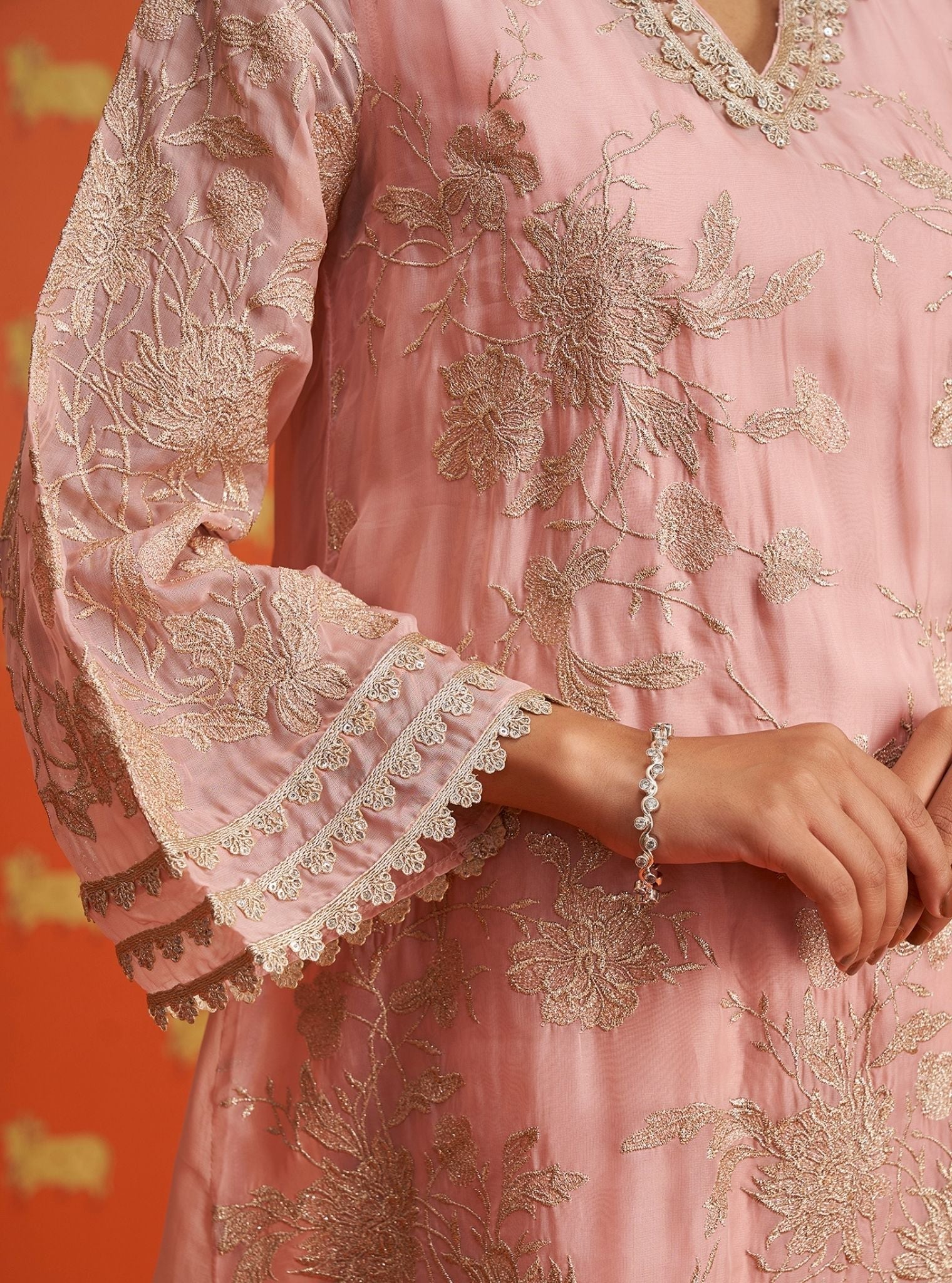 Sunee Organza Pink Kurta Set