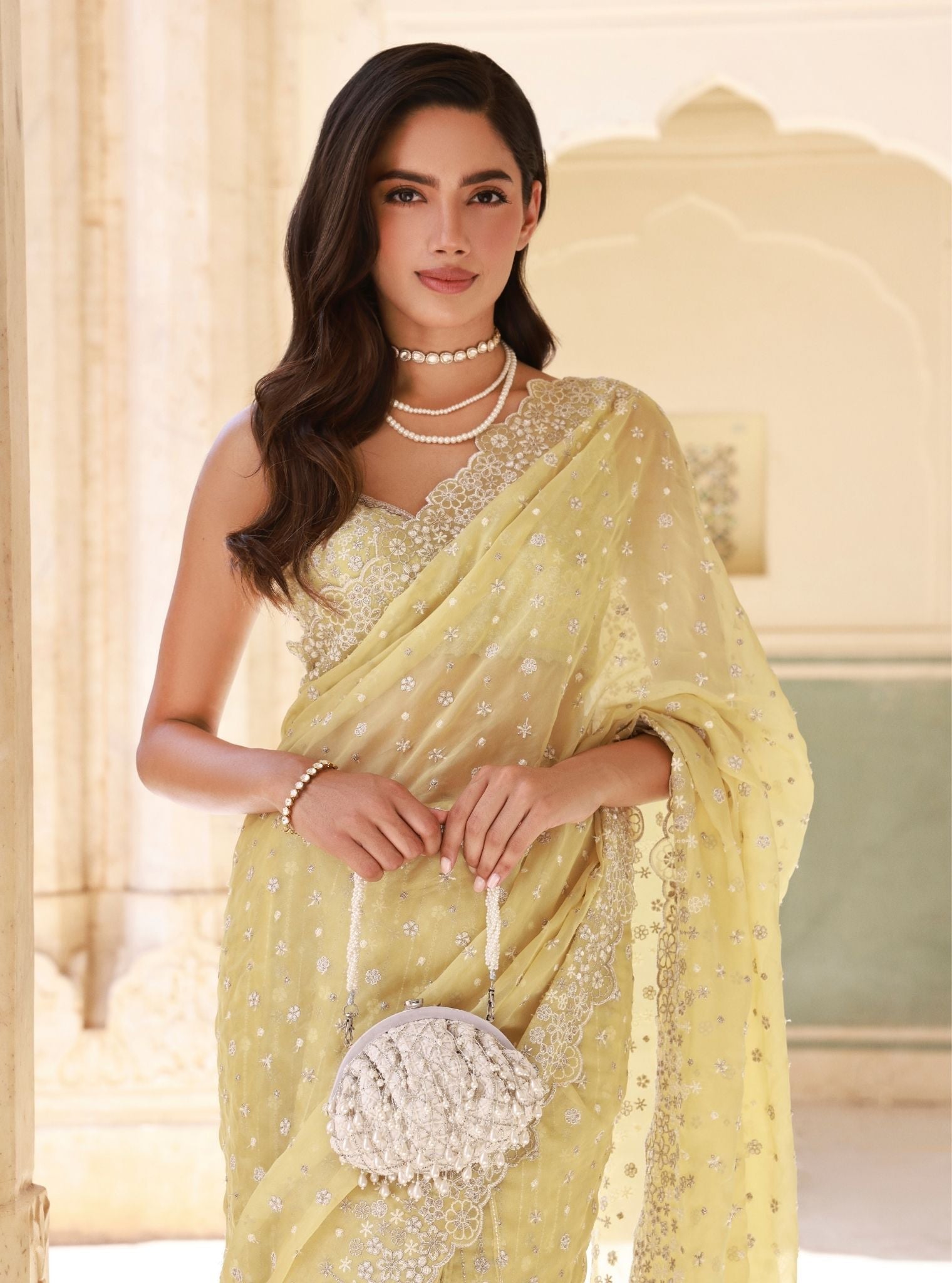 Ahlira Organza Lime Saree