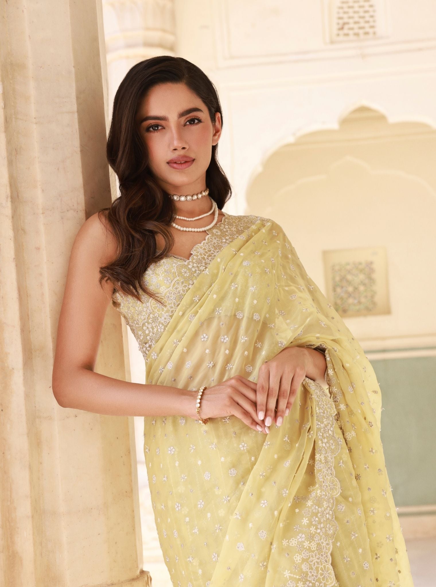 Ahlira Organza Lime Saree