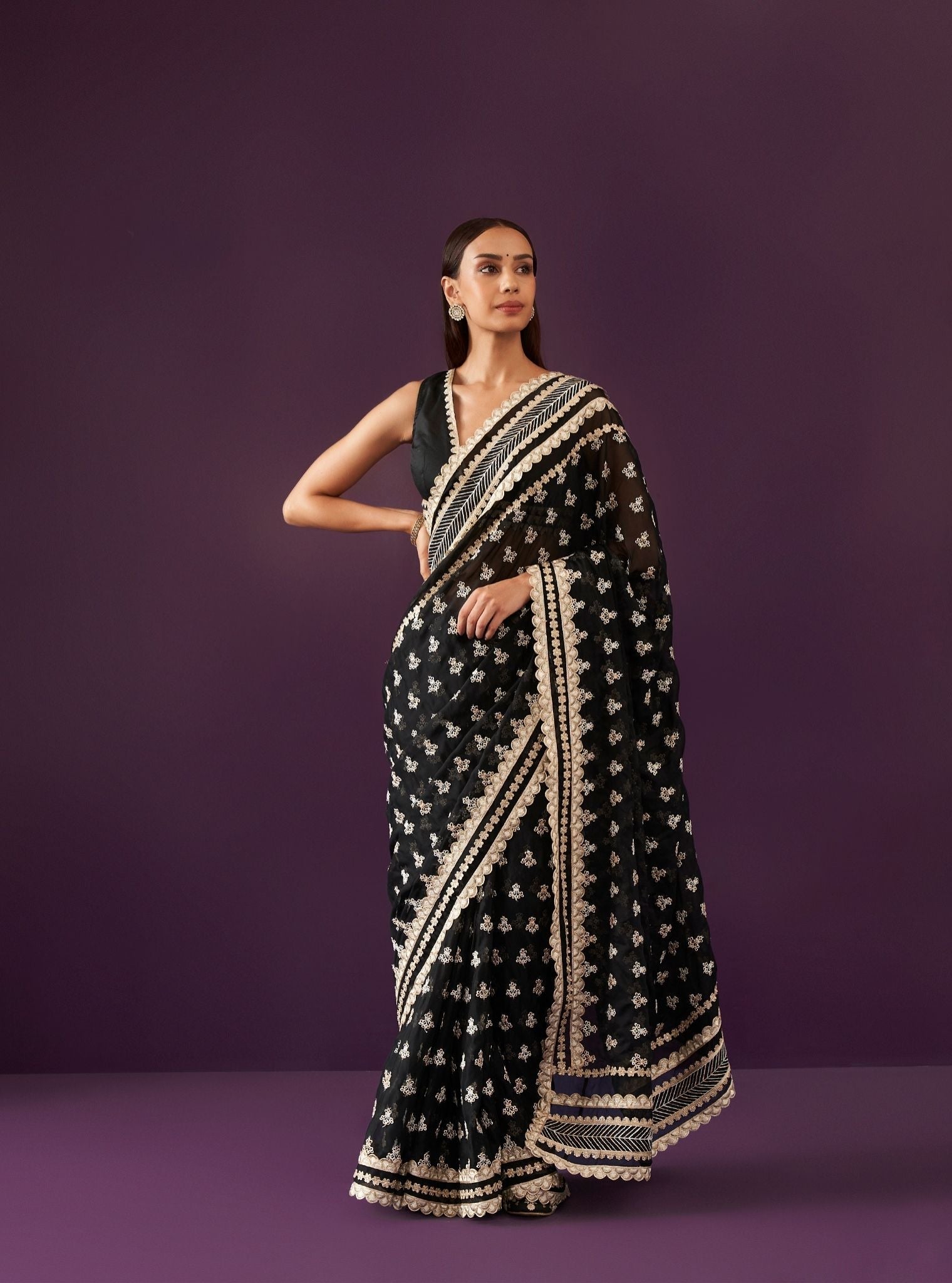 Miah Organza Black Saree