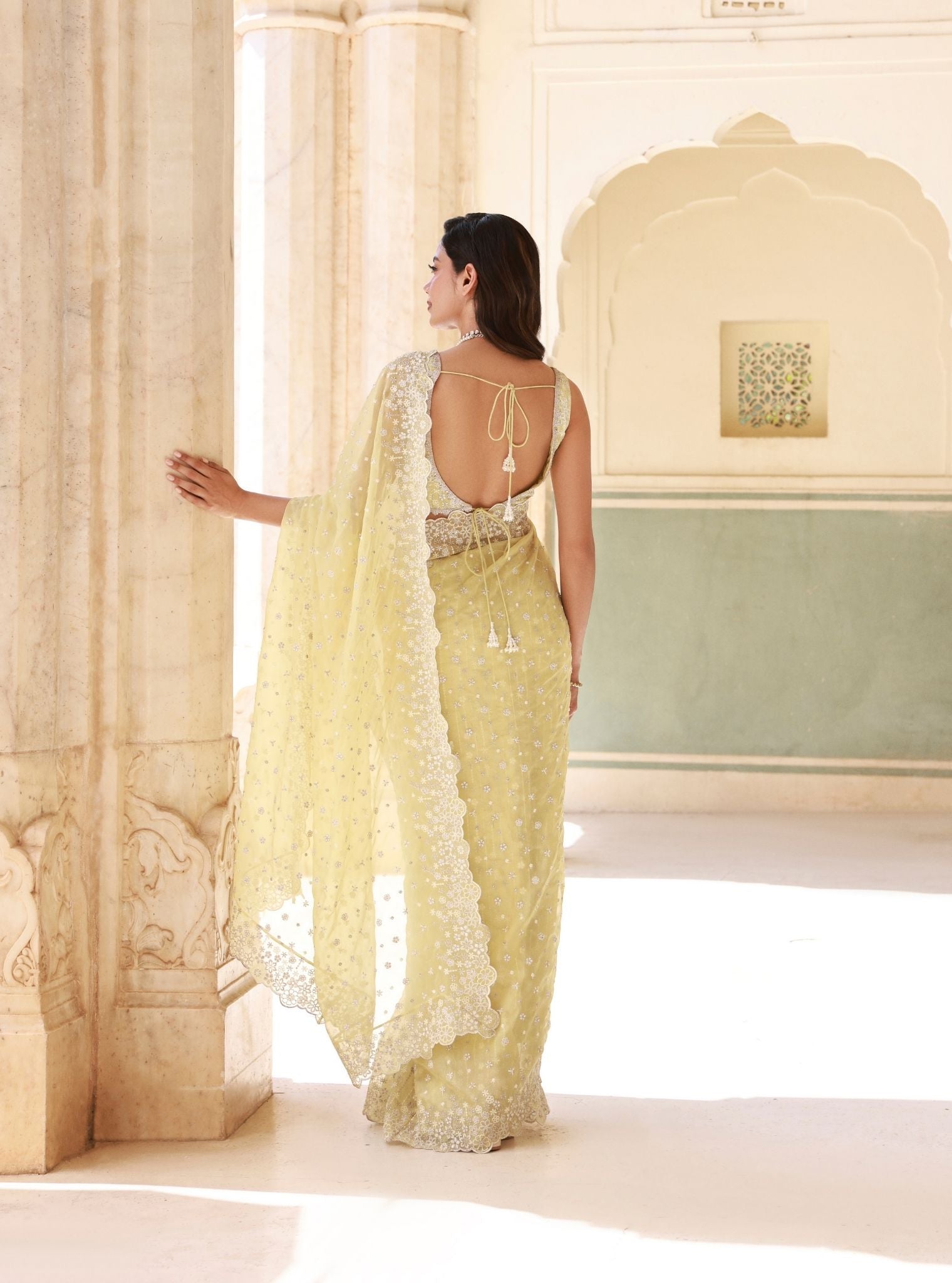 Ahlira Organza Lime Saree