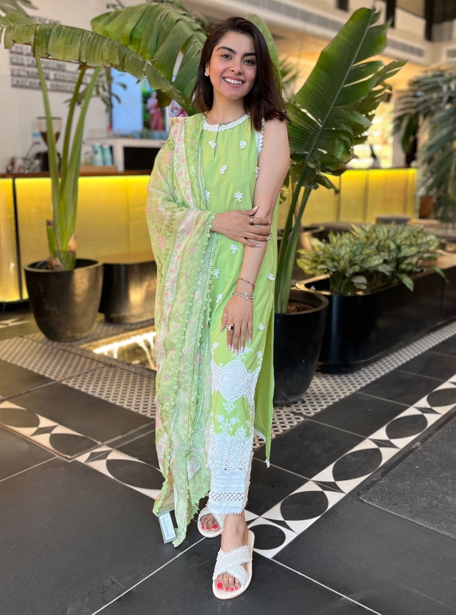 Paradise Supima Cotton Lime Kurta Set