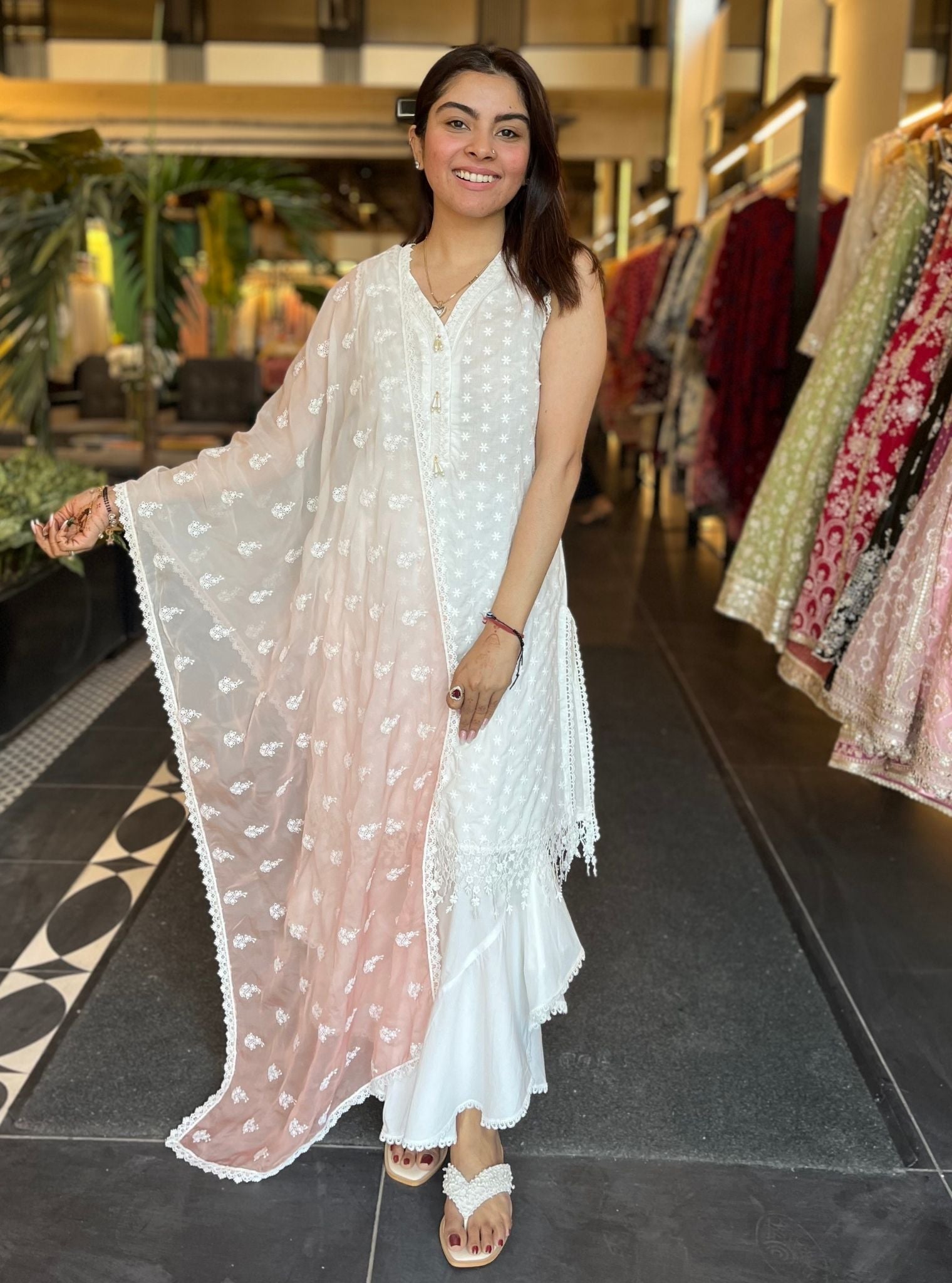 Juana Supima Cotton Kurta with Ruffle Pant Set