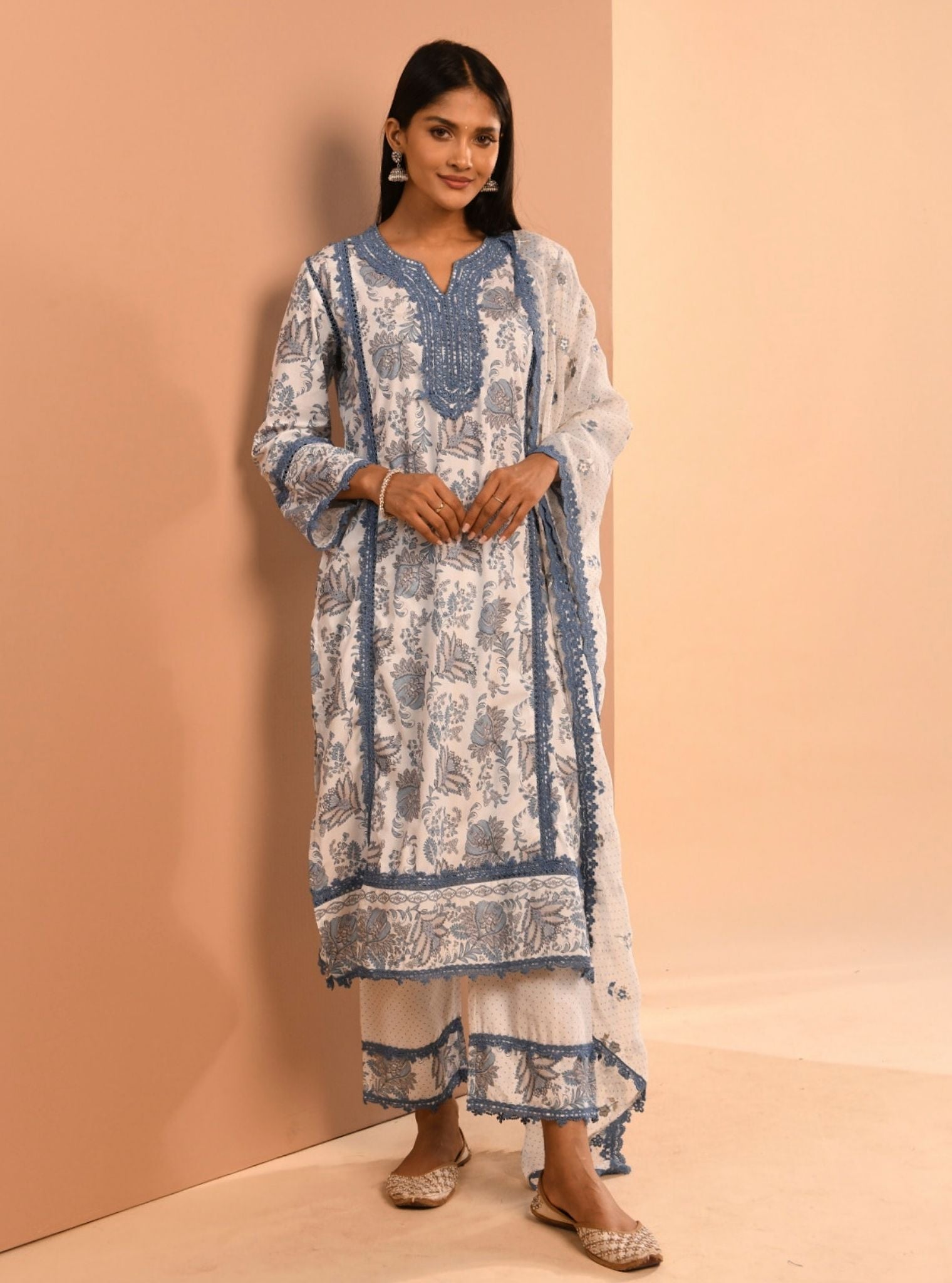 Esti Supima Cotton Blue Kurta Set