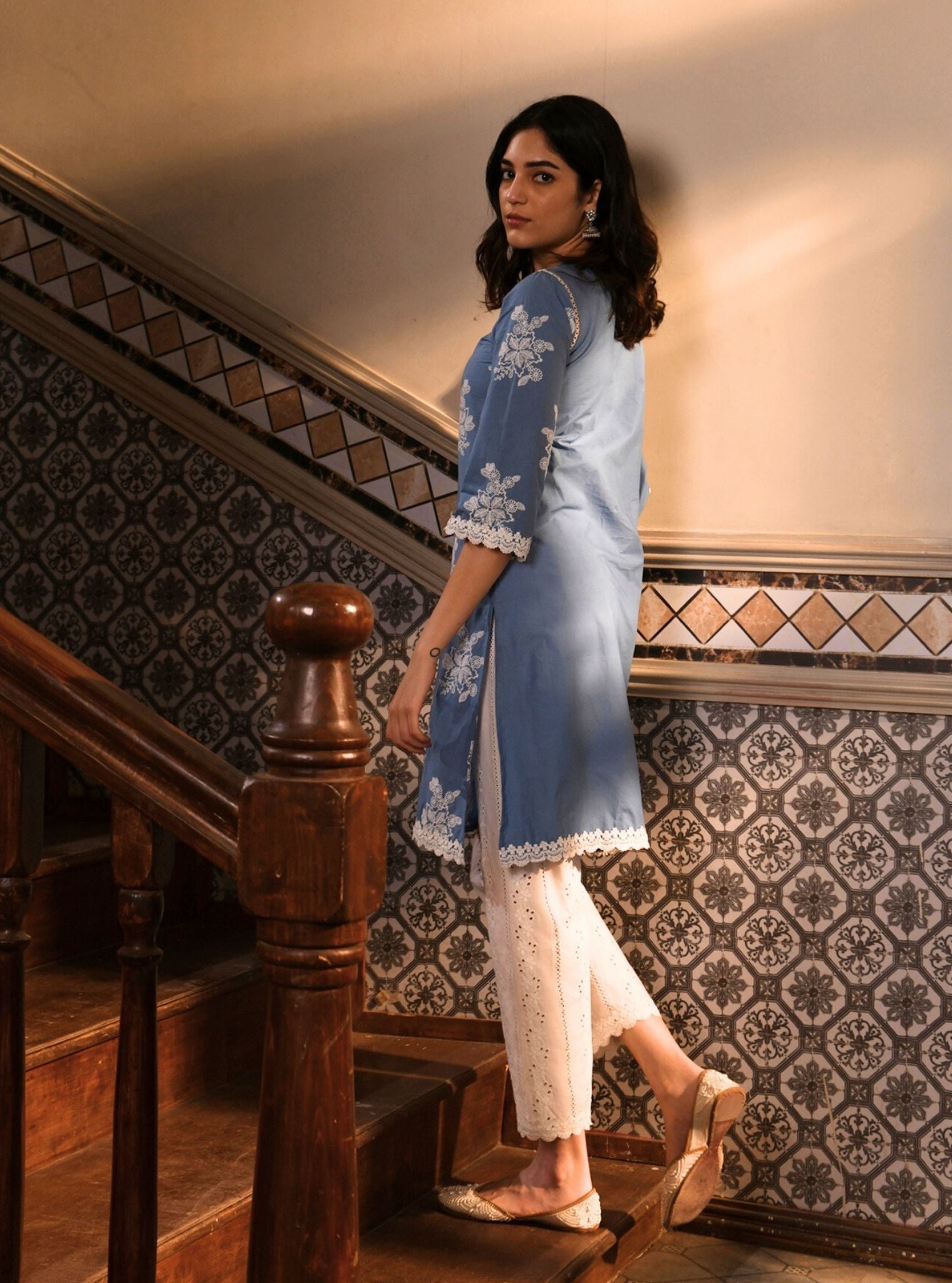 Ayda Supima Cotton Denim Kurta Set