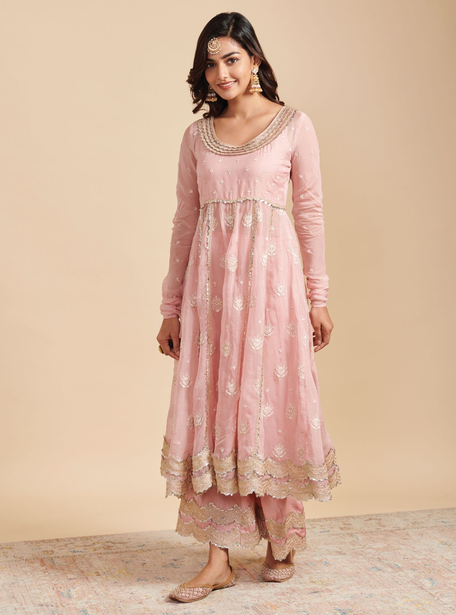 Gulabo Organza Pink Anarkali Kurta Set