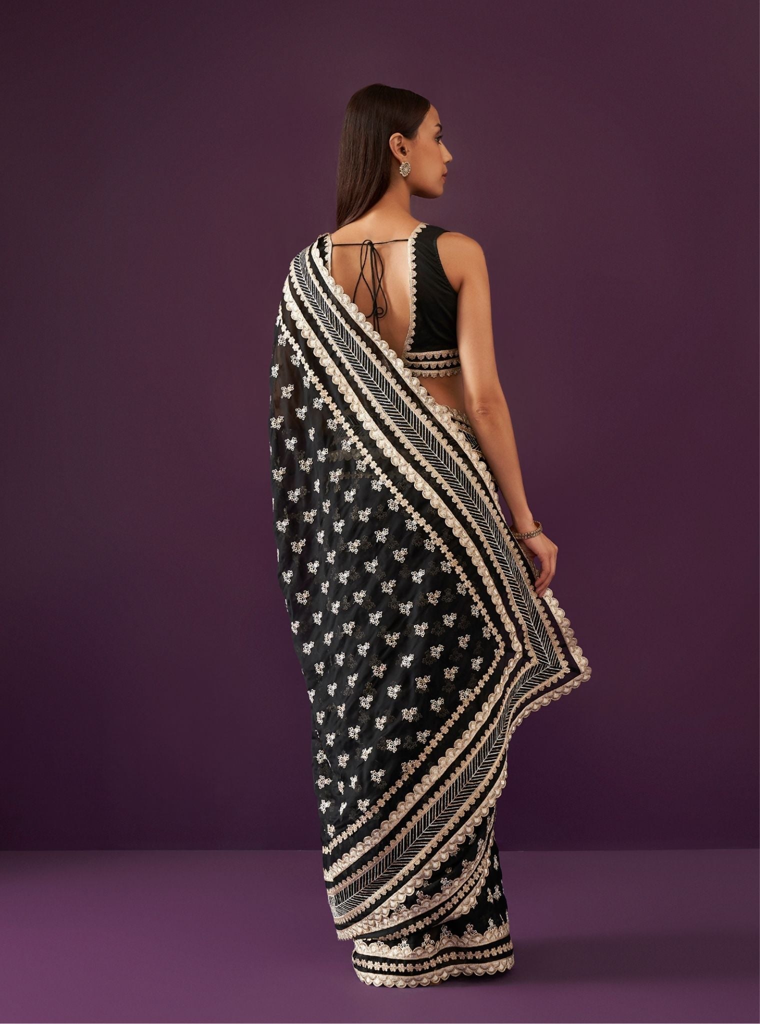 Miah Organza Black Saree