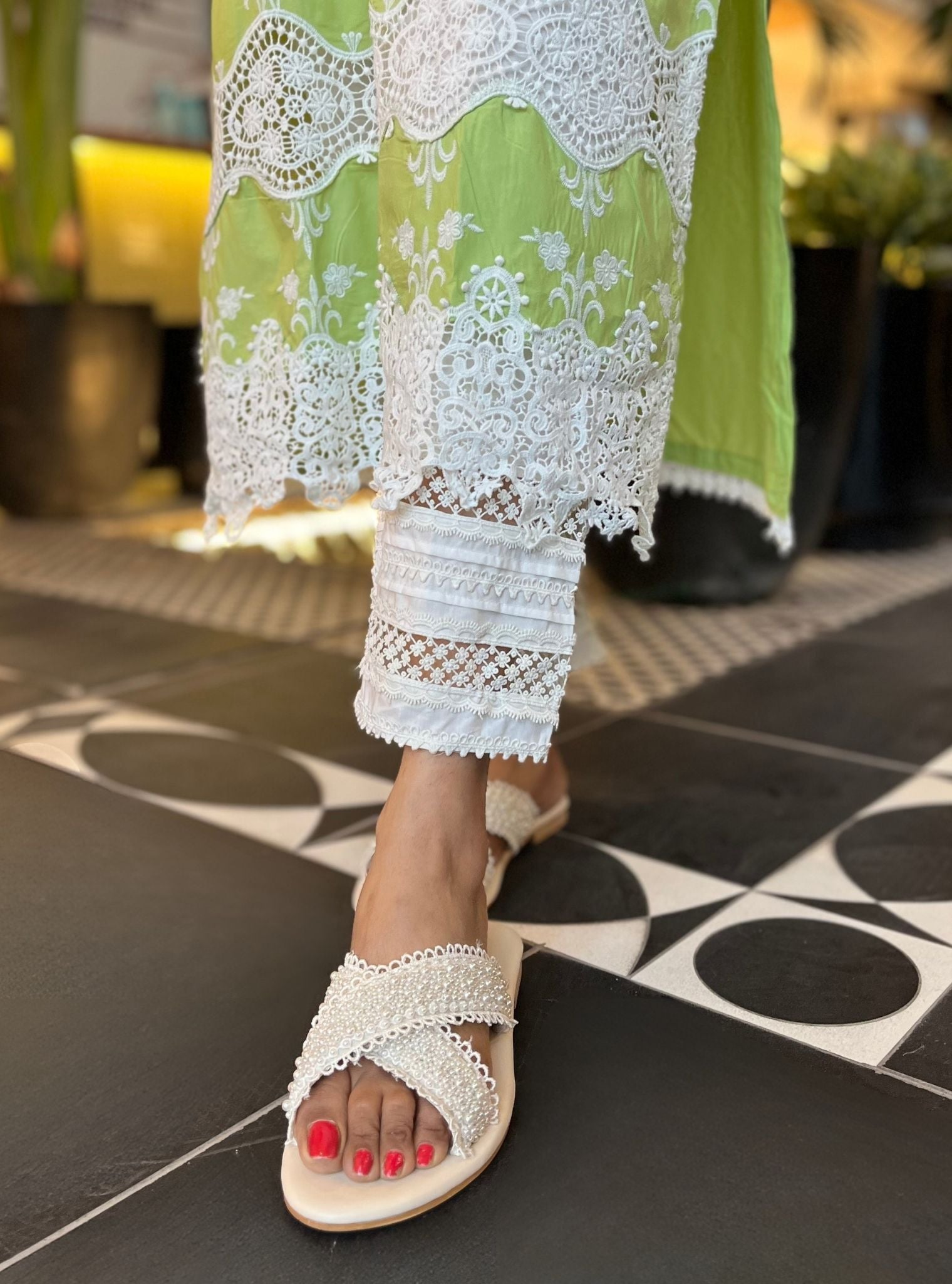 Paradise Supima Cotton Lime Kurta Set