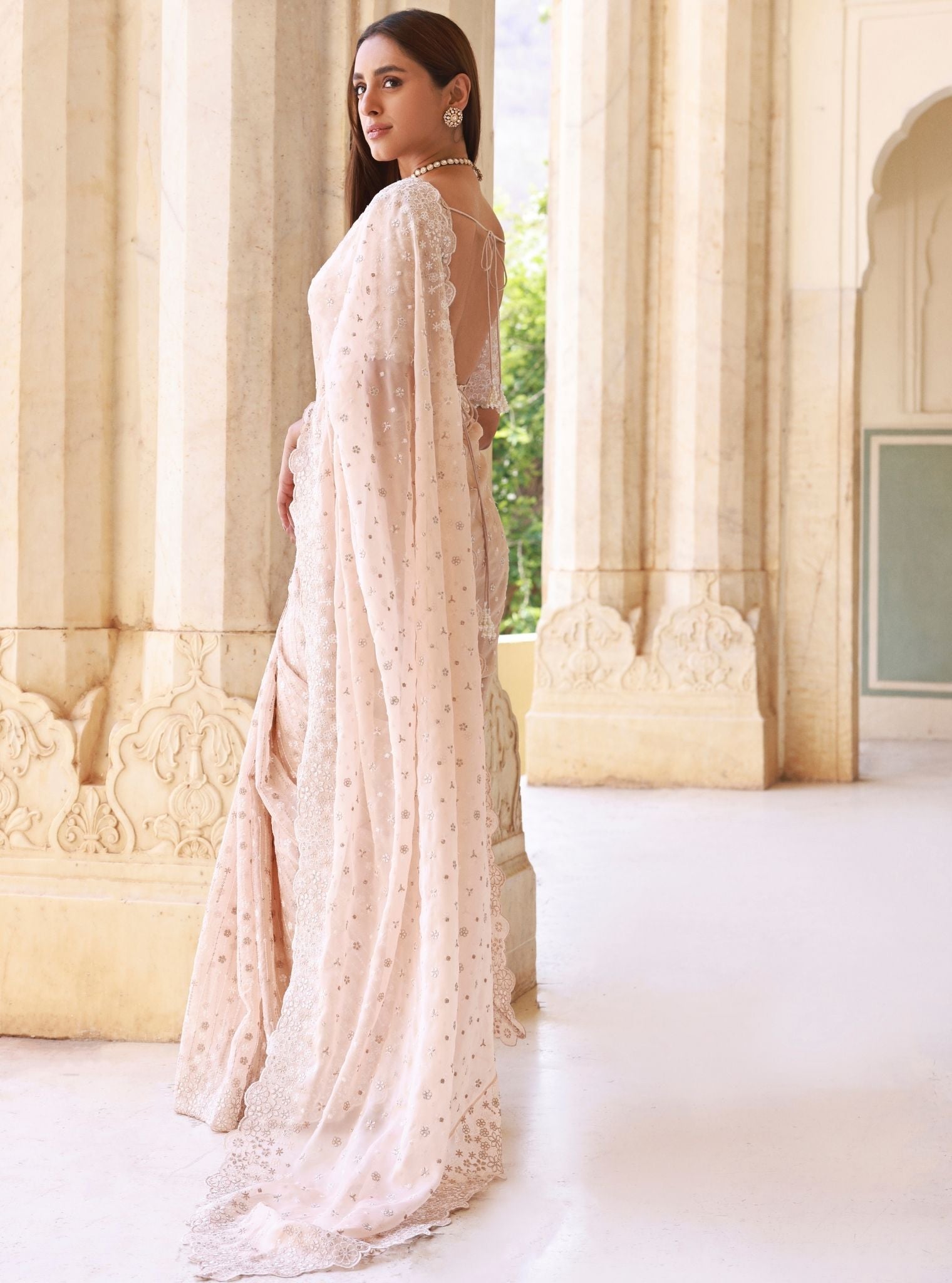 Ahlira Organza Beige Saree