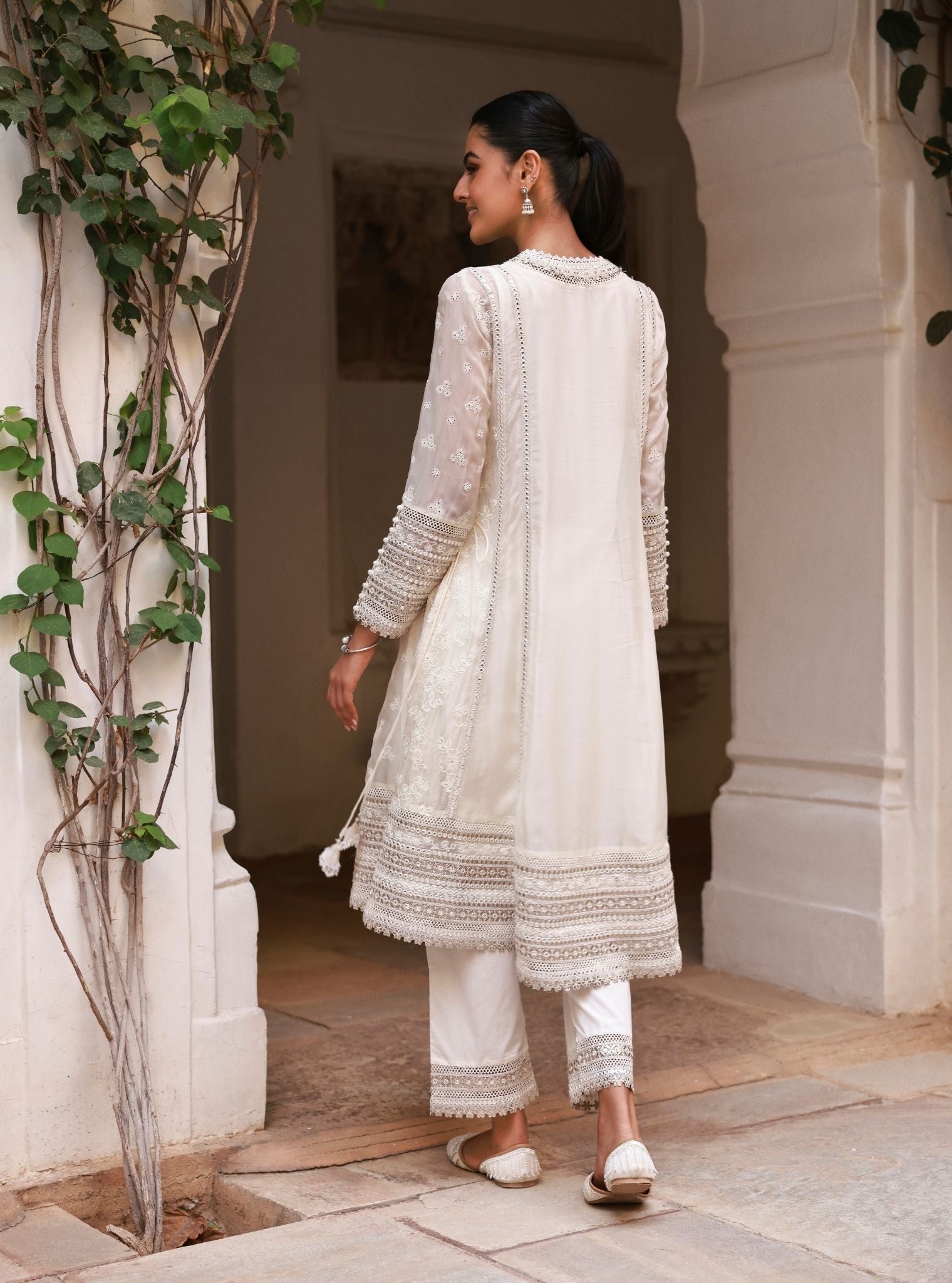 Lomika Organza Off White Anarkali Set