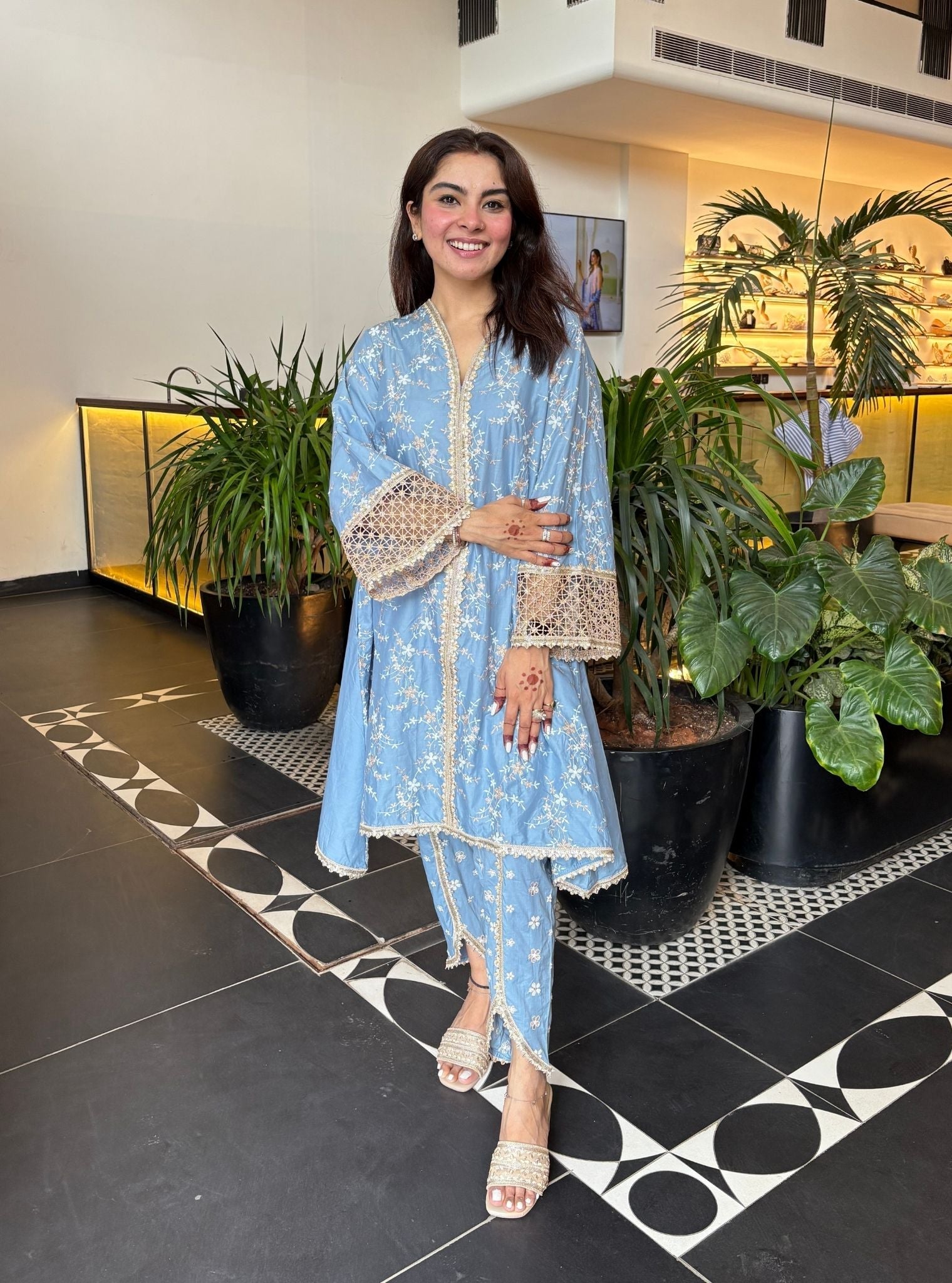 Avira Supima Cotton Blue Kurta Set