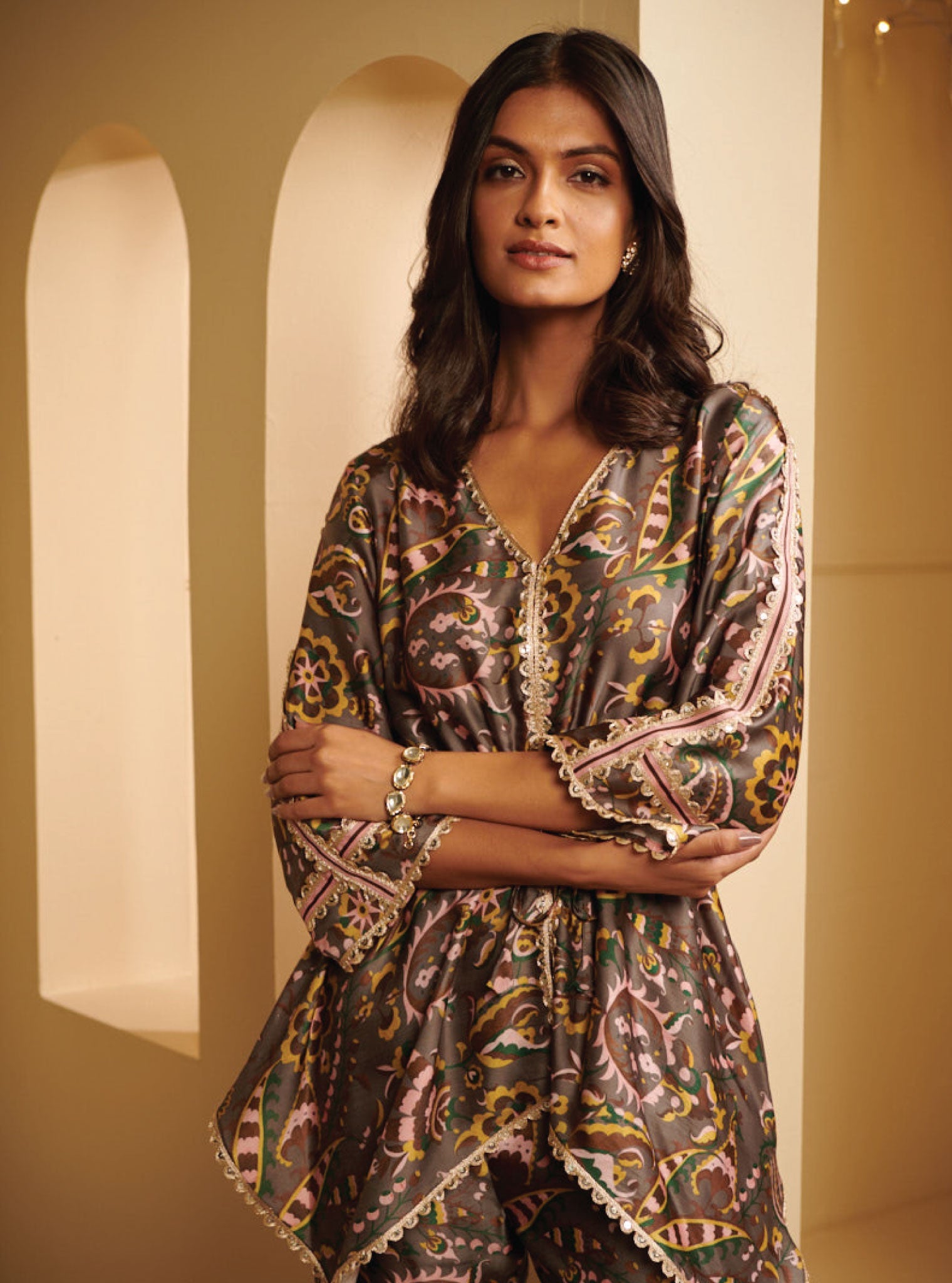 Asta Cupro Grey Top with Pant Set