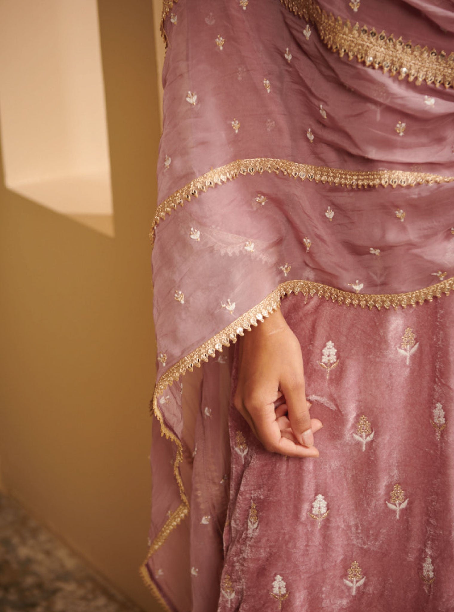 Malia Velvet Lilac Kurta Set