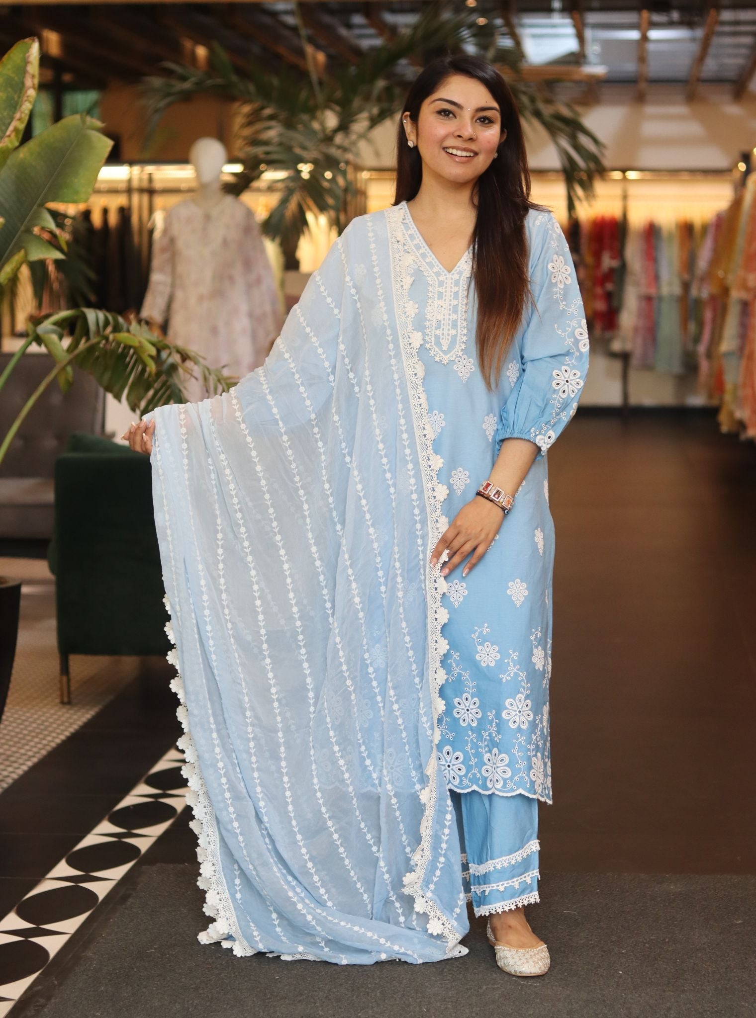 Malta Supima Cotton Blue Kurta Set