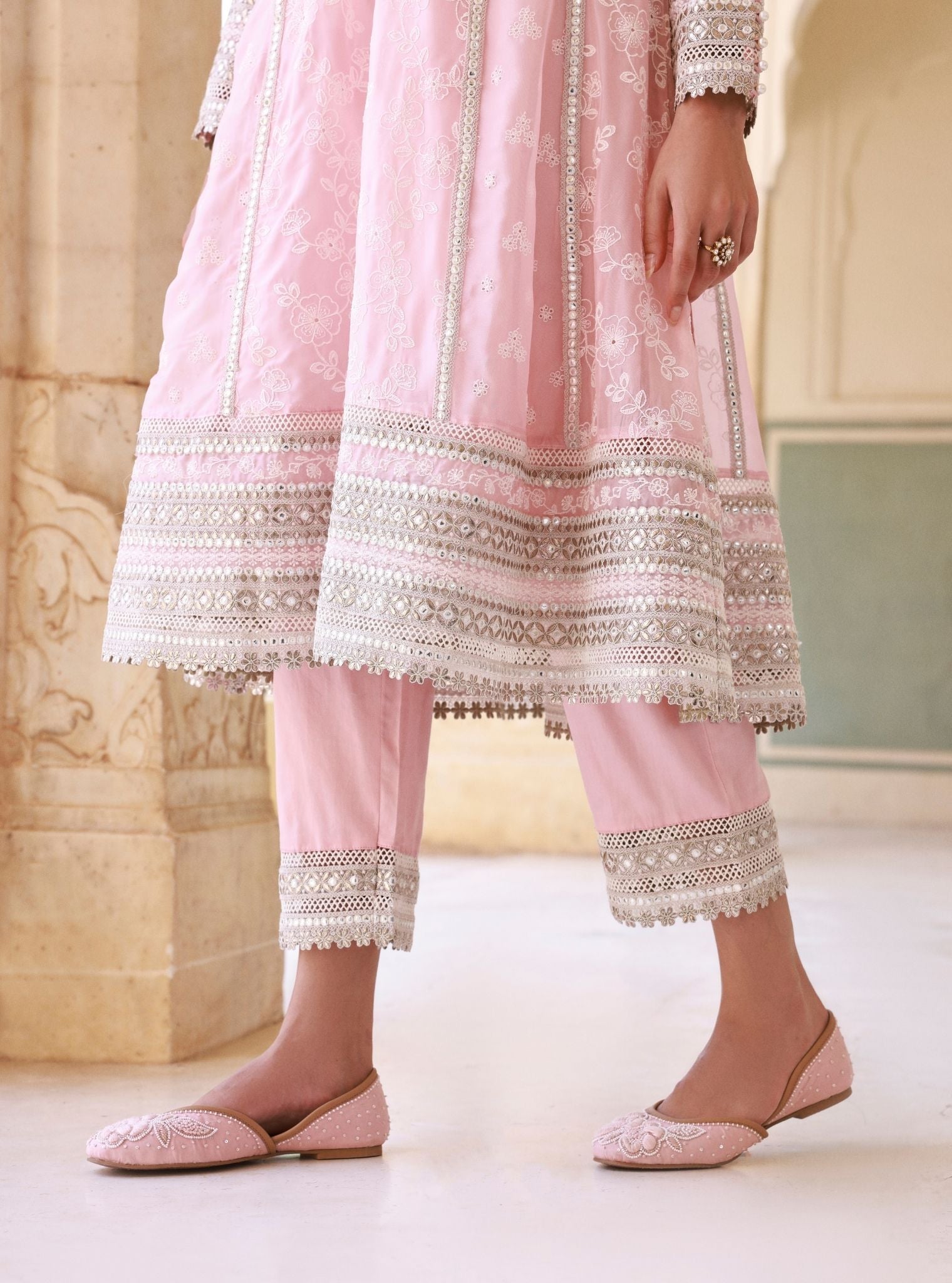 Lomika Organza Pink Anarkali Set