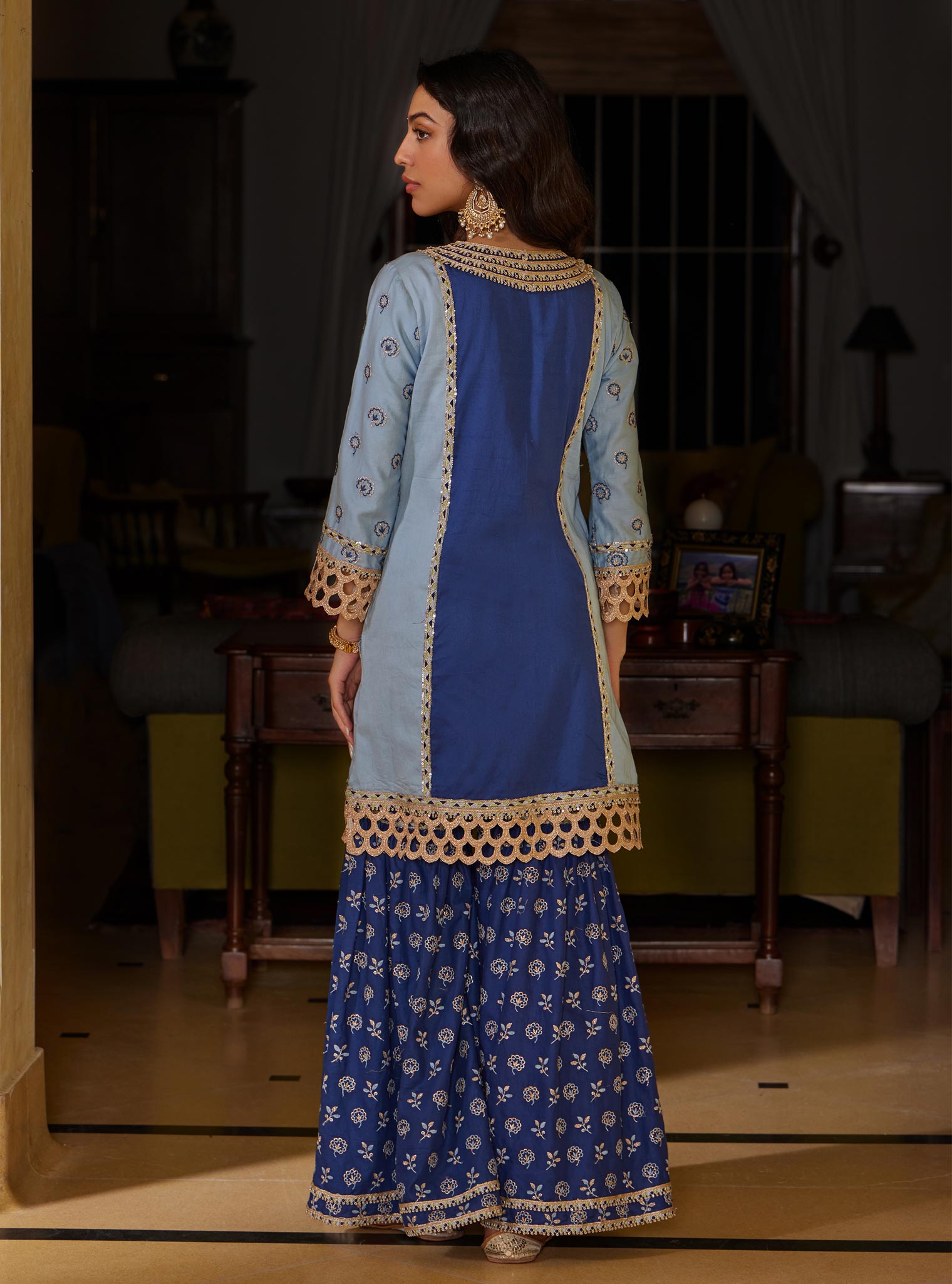 Pravi Pima Blue Kurta Set