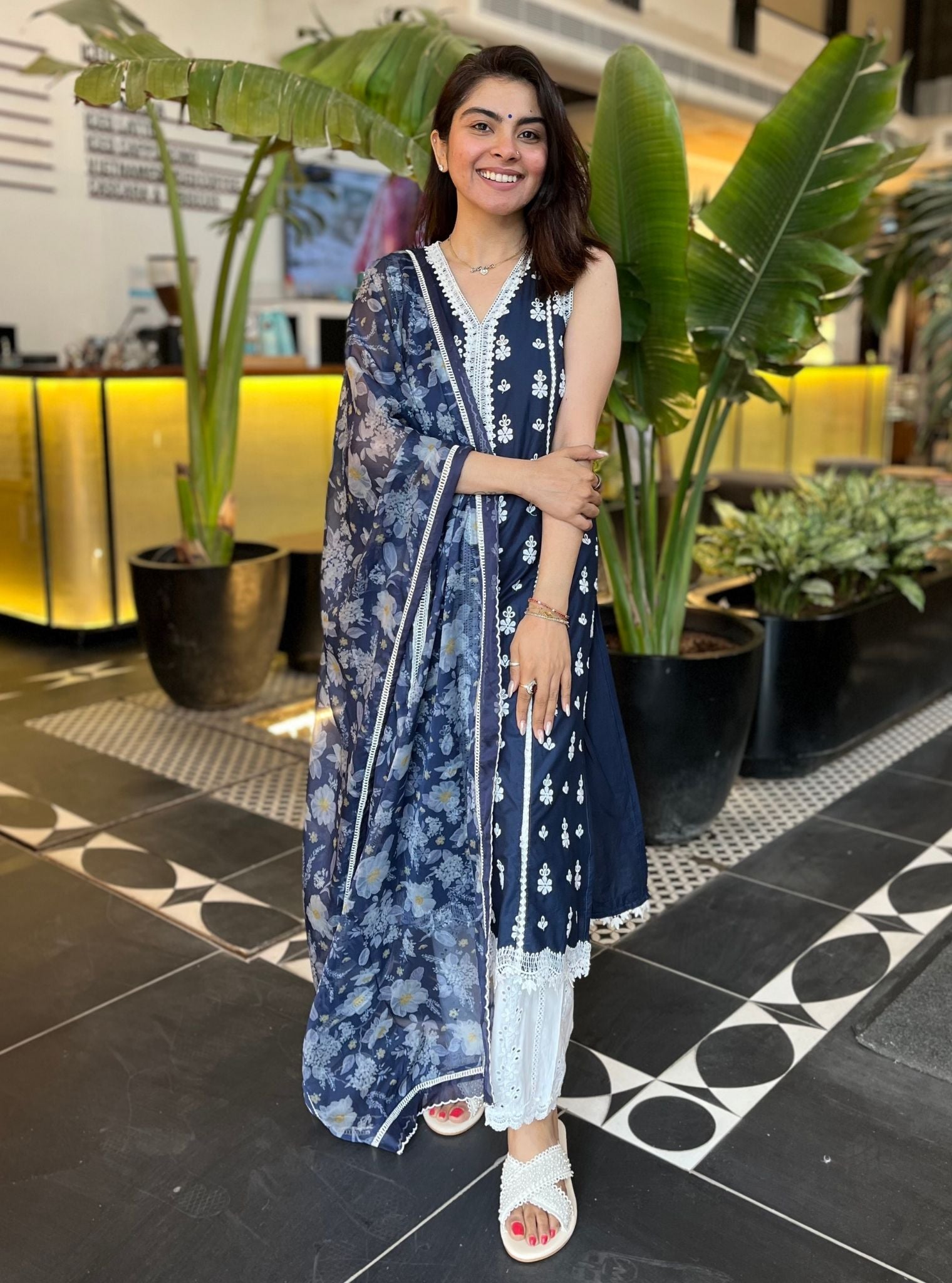 Alba Supima Cotton Navy Kurta Set