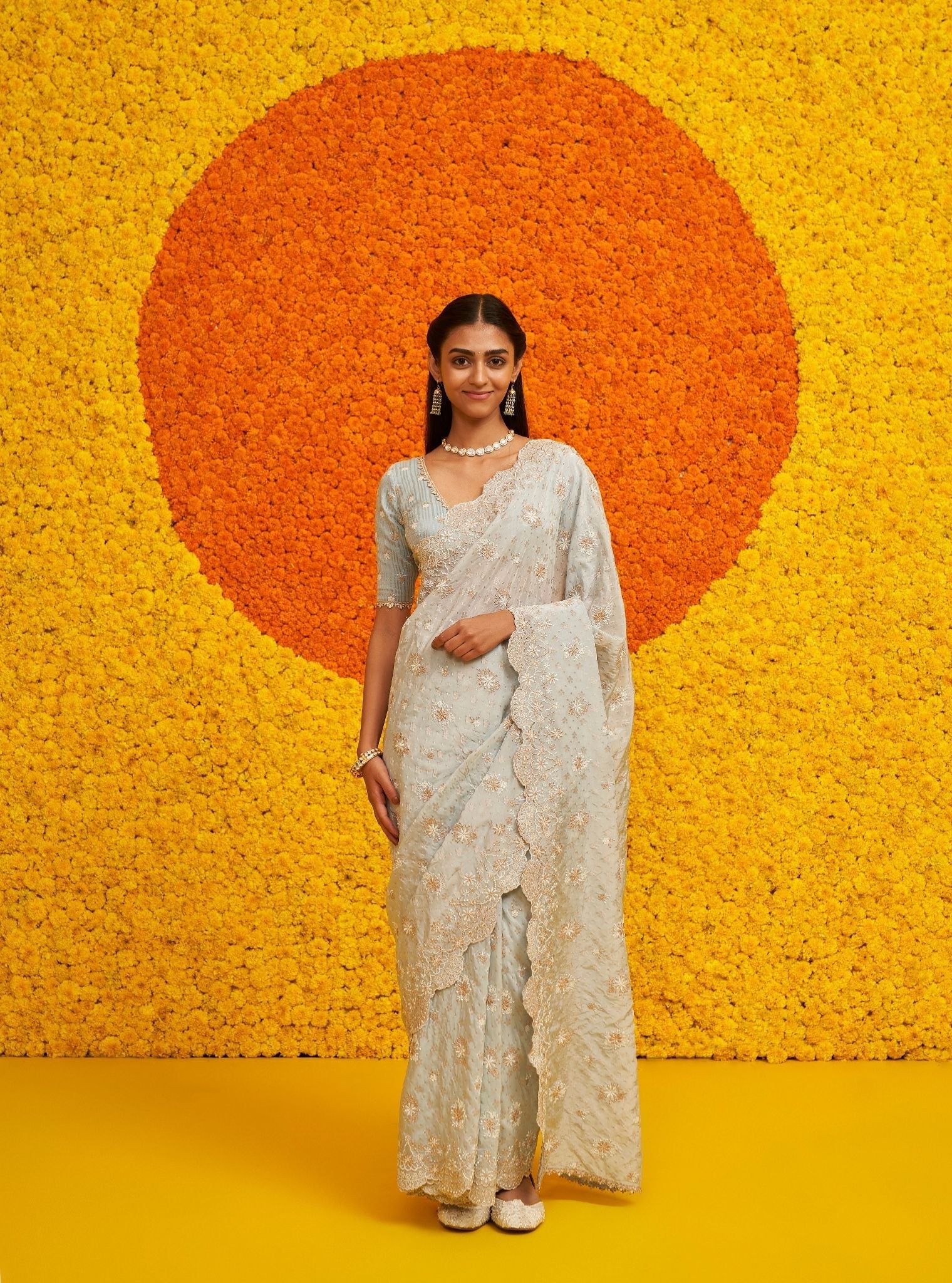 Haseena Banarsi Light Blue Saree