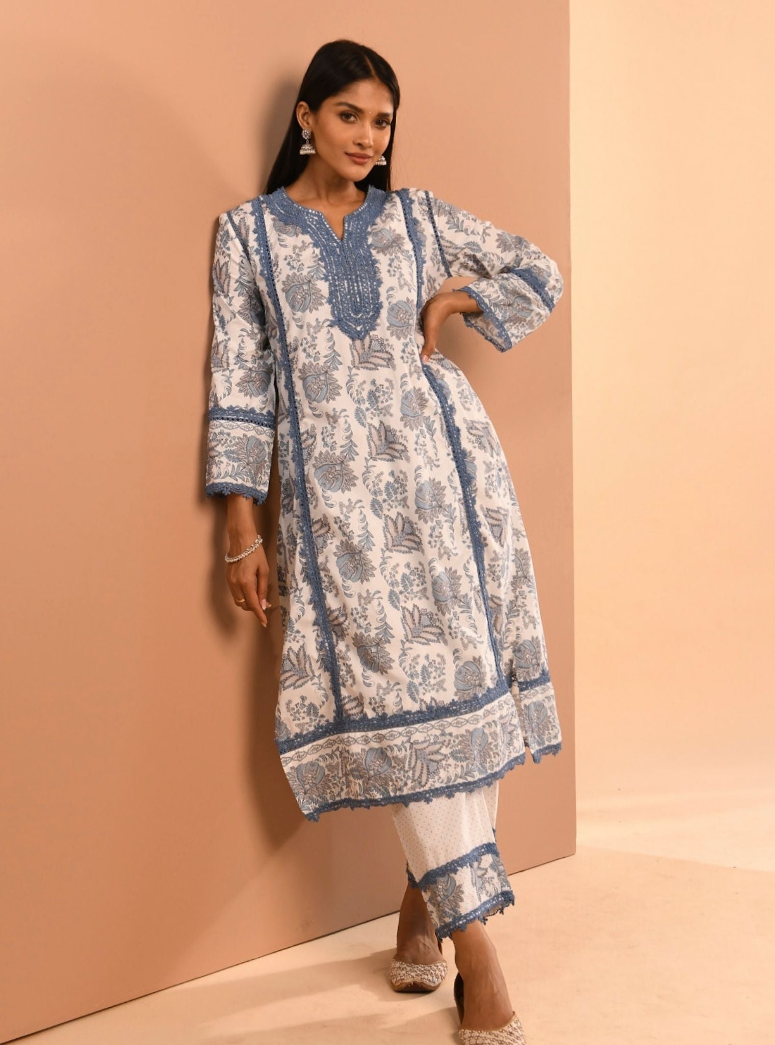 Esti Supima Cotton Blue Kurta Set