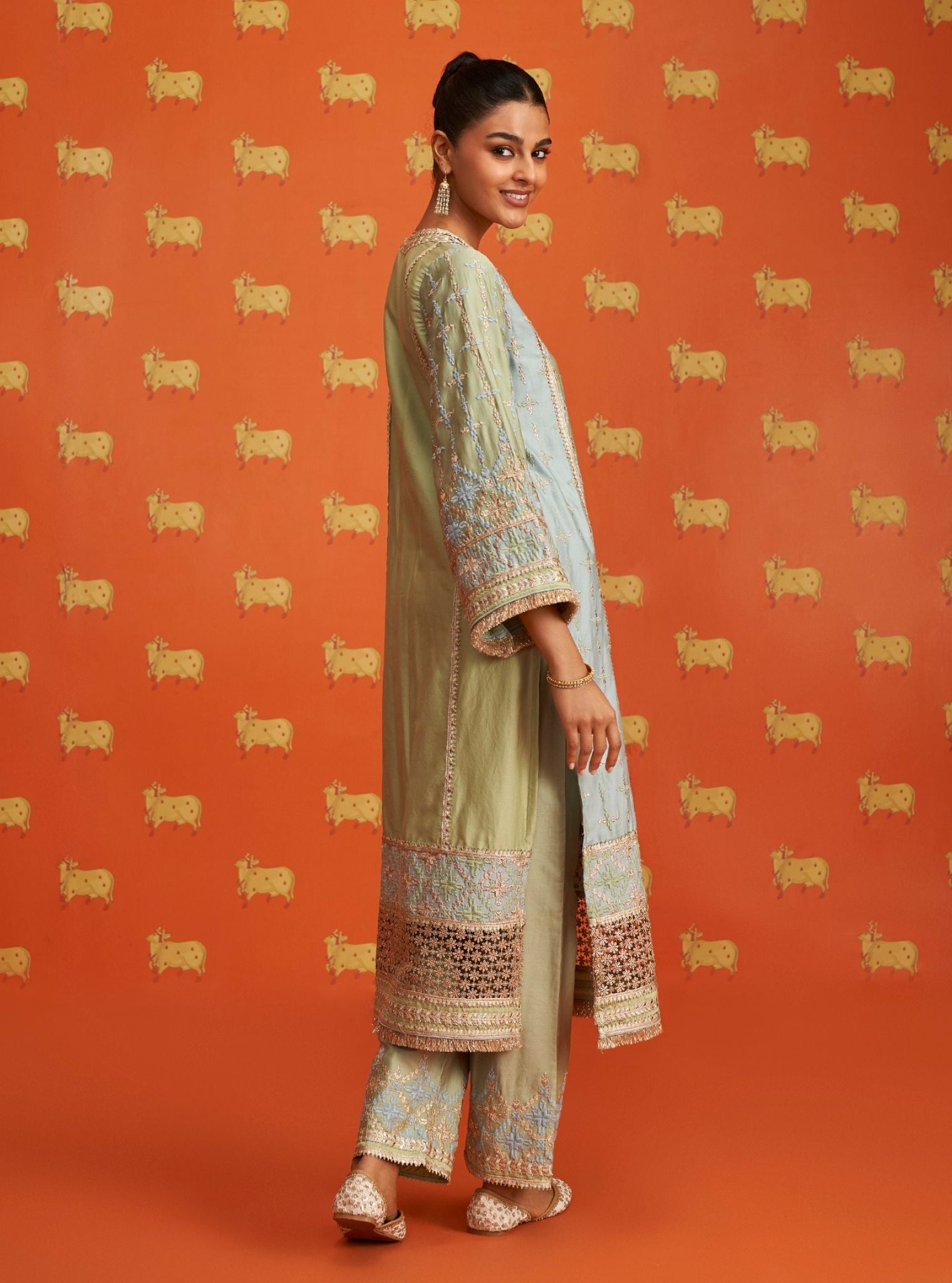 Anya Pima Satin Green Kurta Set