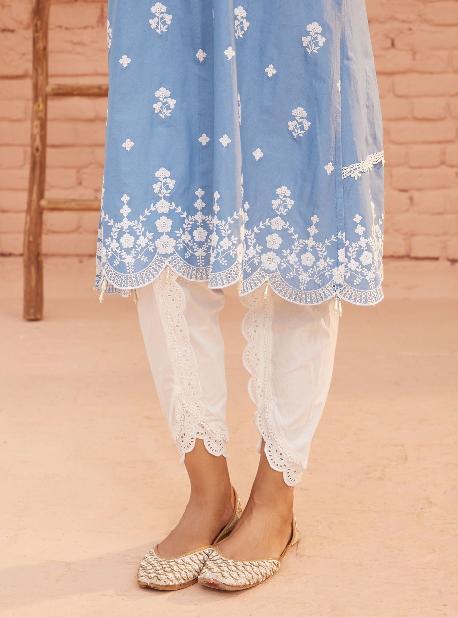 Ghita Supima Cotton Denim Kurta with Dhoti Pant Set