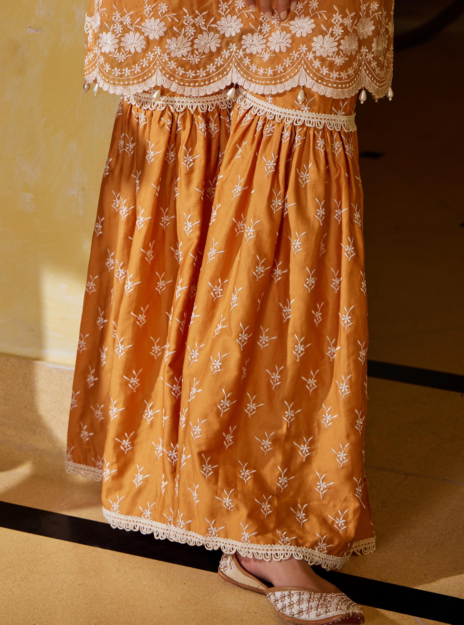Ditsa Organza Orange Kurta with Garara Set